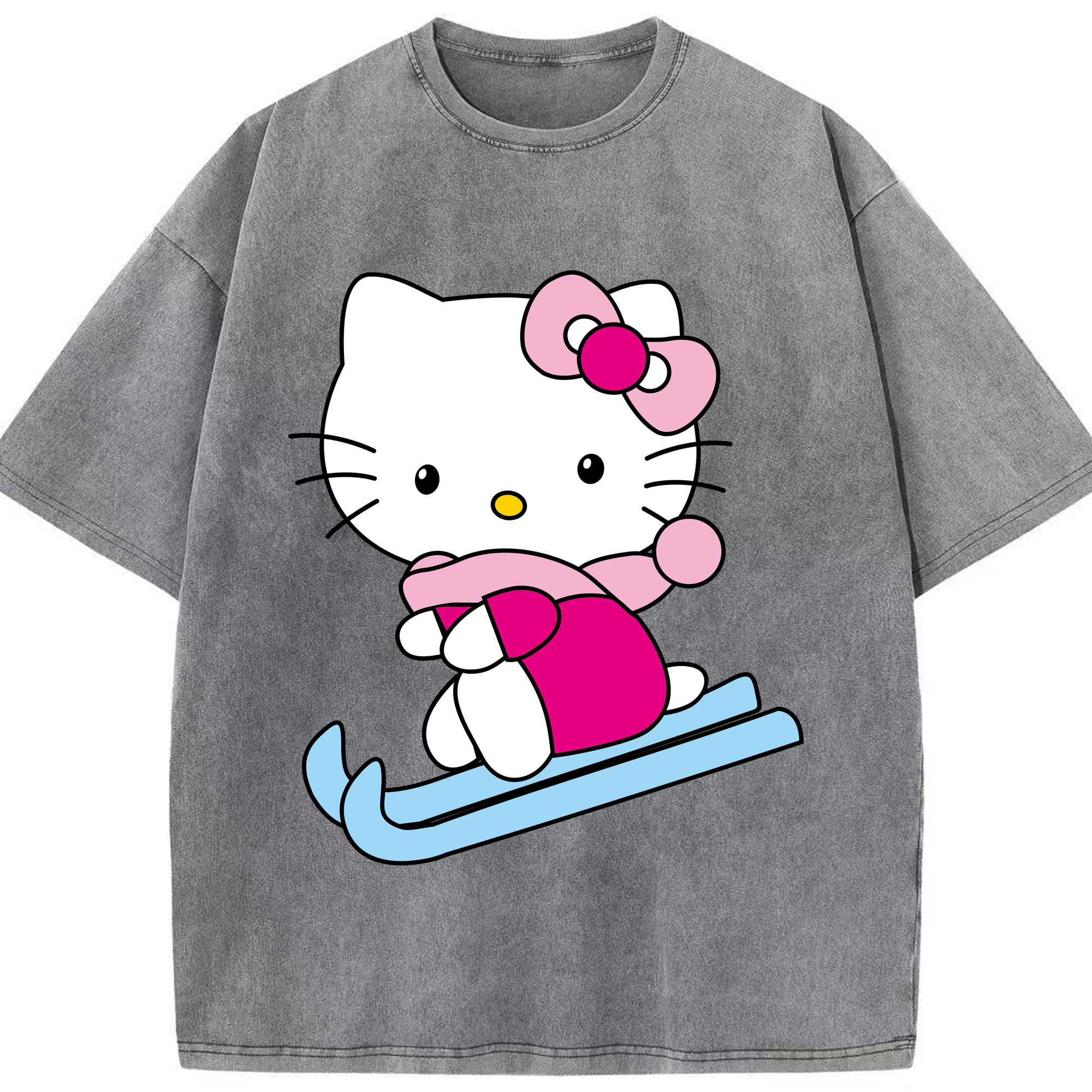 （画像用） Hello Kitty ハローキティ 綿100% ヴィンテージ風 半袖Tシャツ（フロントプリント）