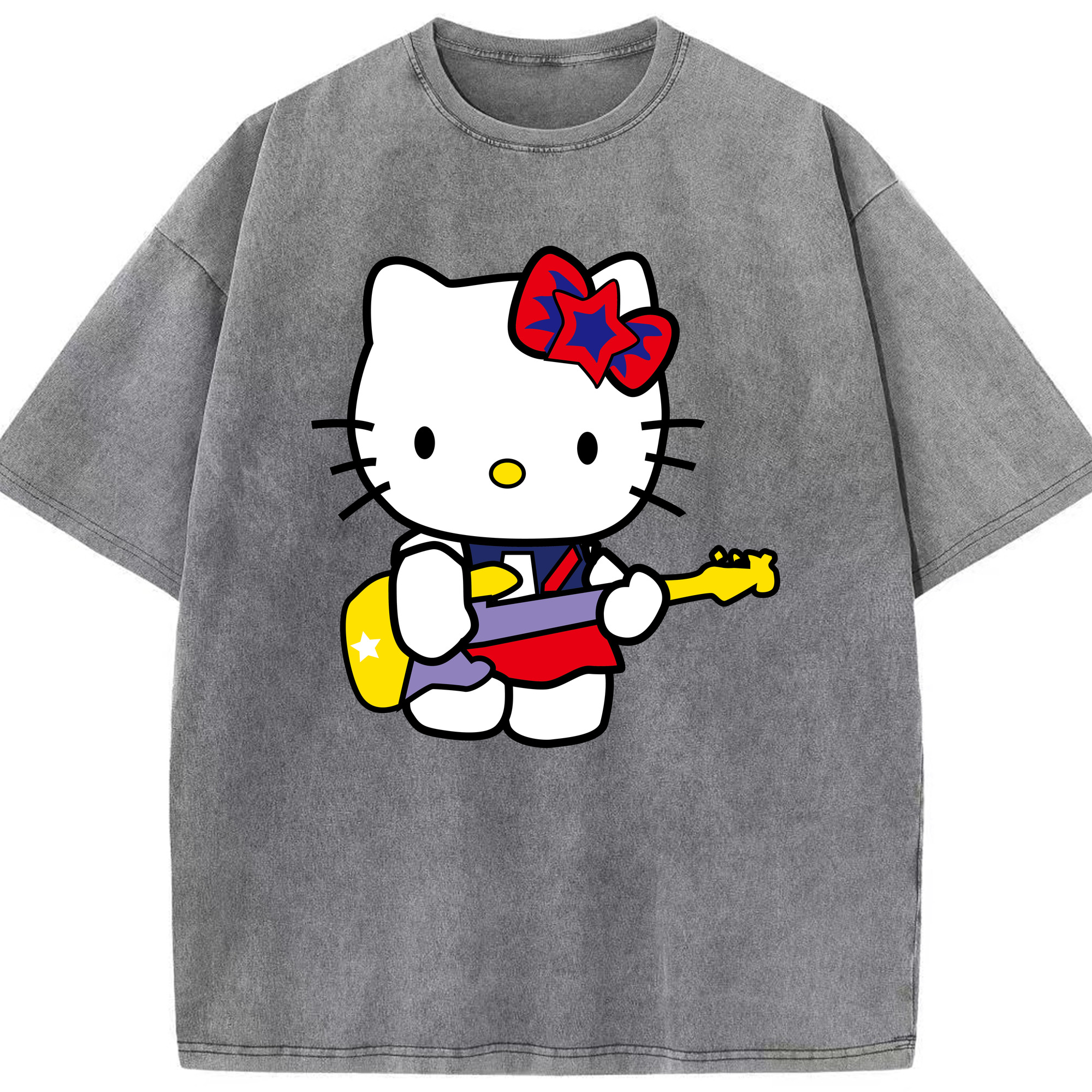 （画像用） Hello Kitty ハローキティ 綿100% ヴィンテージ風 半袖Tシャツ（フロントプリント）