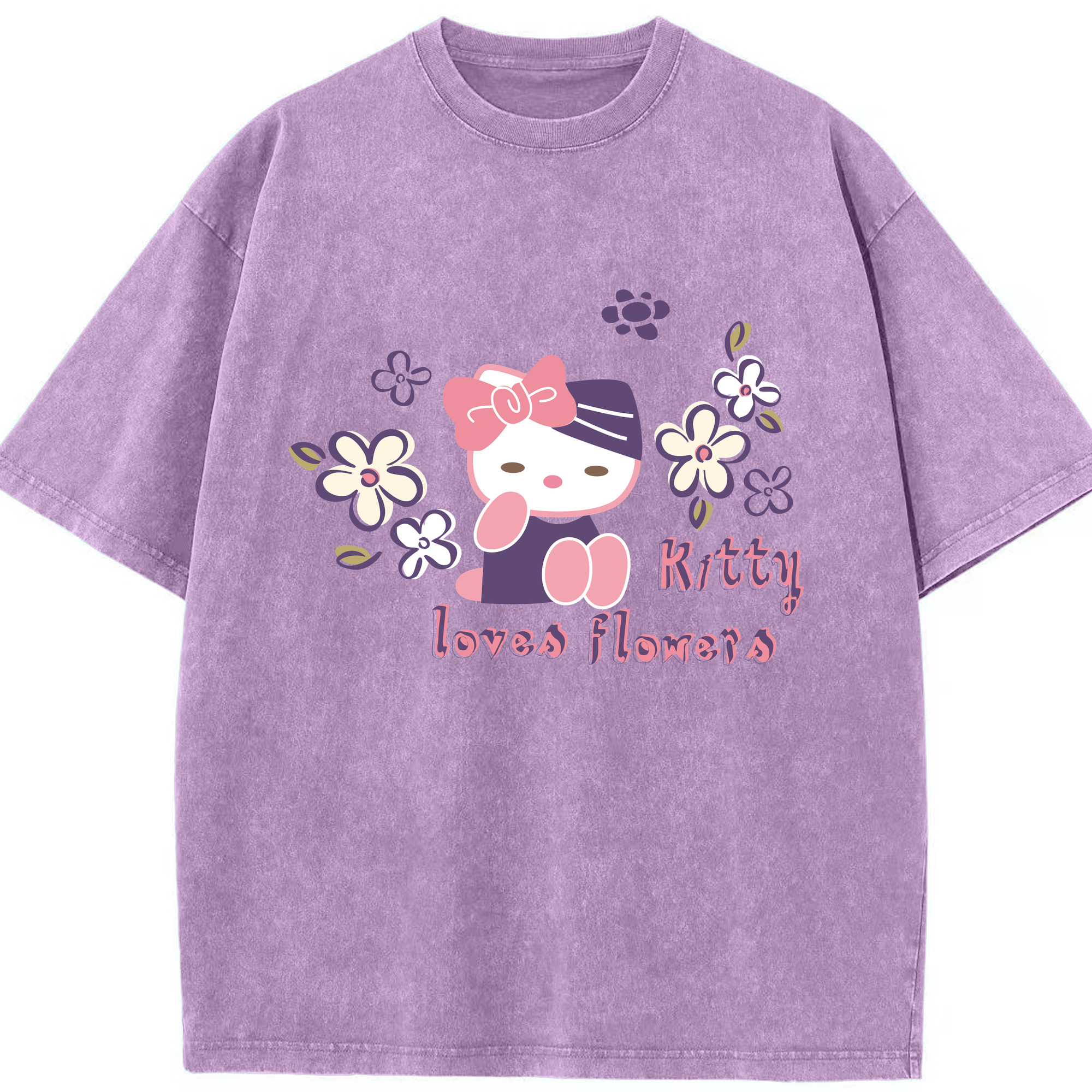 （画像用） Hello Kitty ハローキティ 綿100% ヴィンテージ風 半袖Tシャツ（フロントプリント）
