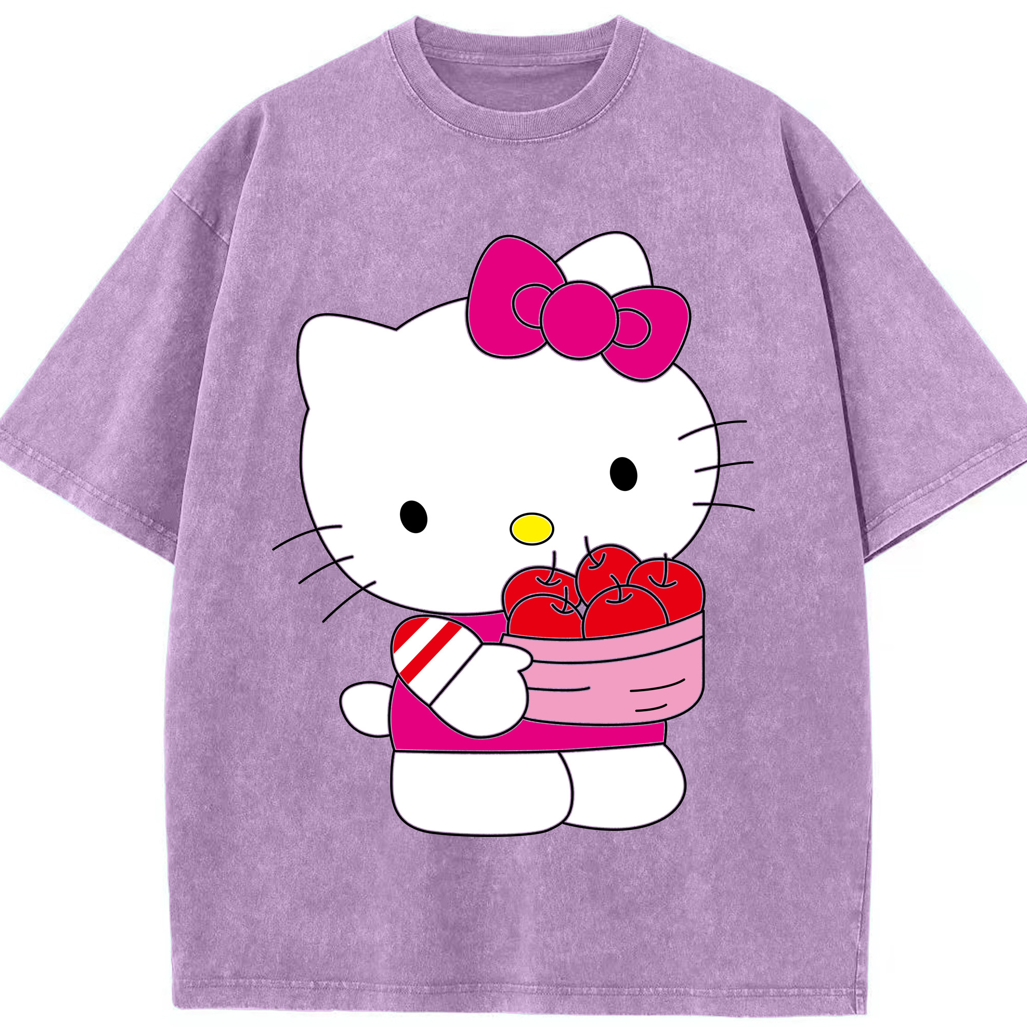 （画像用） Hello Kitty ハローキティ 綿100% ヴィンテージ風 半袖Tシャツ（フロントプリント）
