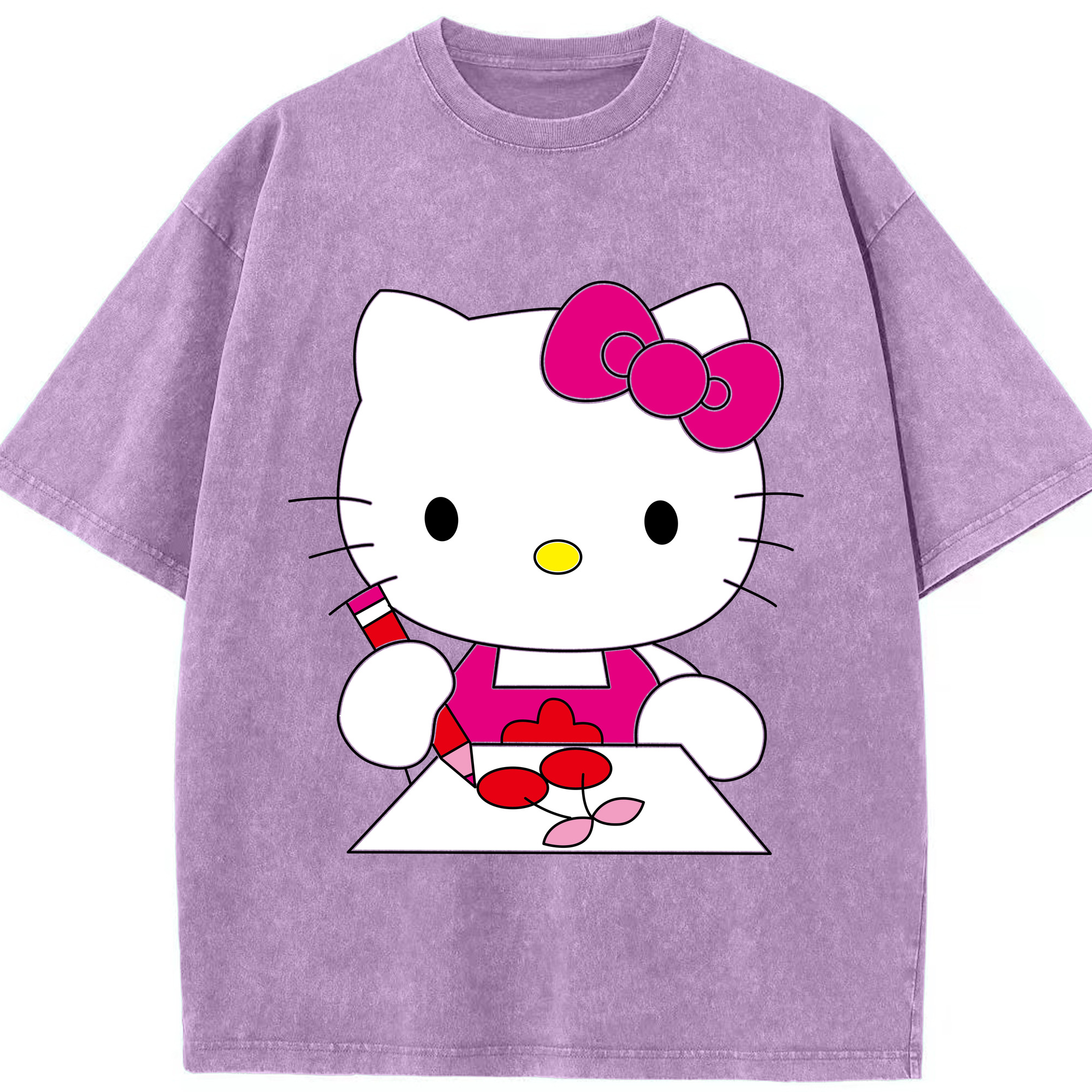 （画像用） Hello Kitty ハローキティ 綿100% ヴィンテージ風 半袖Tシャツ（フロントプリント）