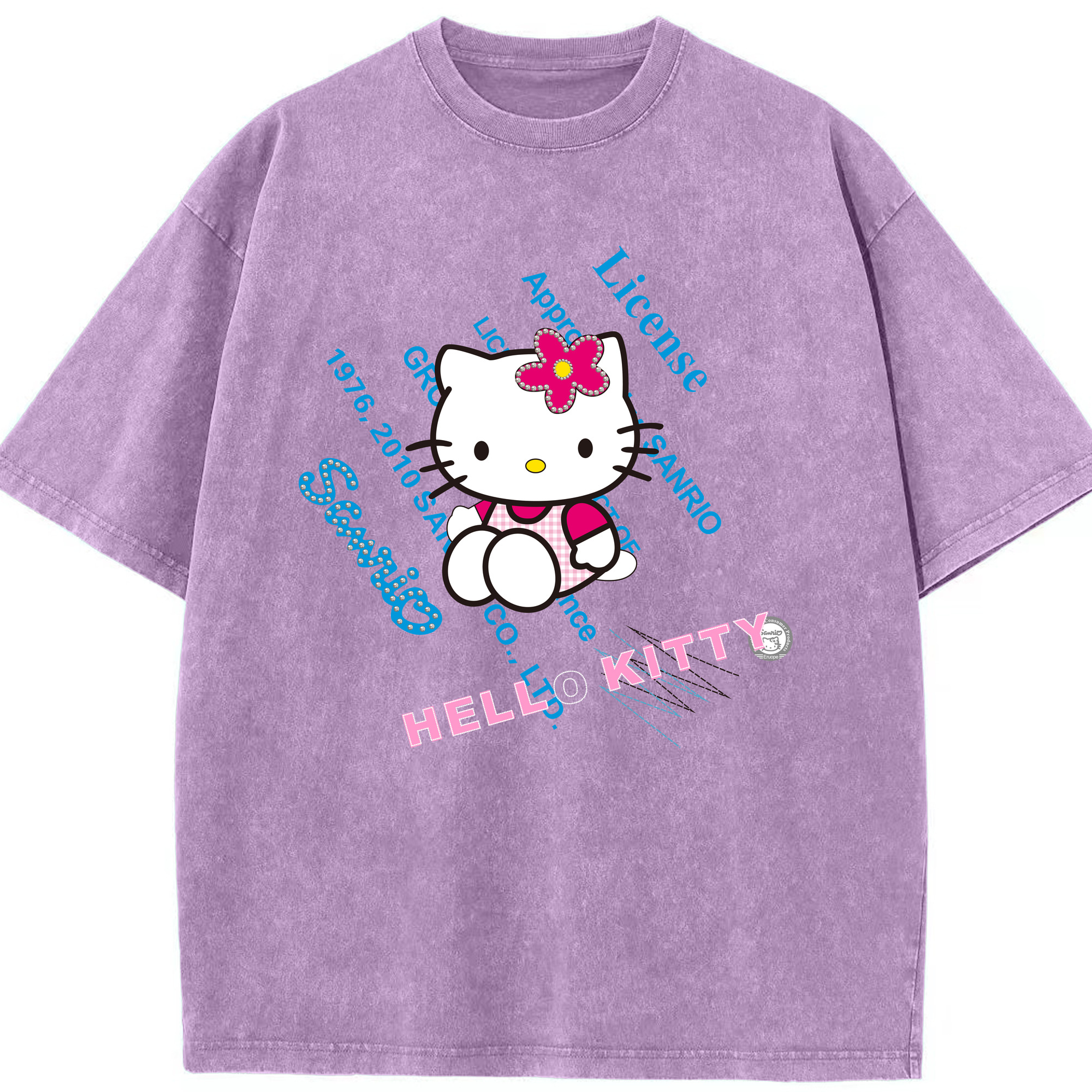 （画像用） Hello Kitty ハローキティ 綿100% ヴィンテージ風 半袖Tシャツ（フロントプリント）