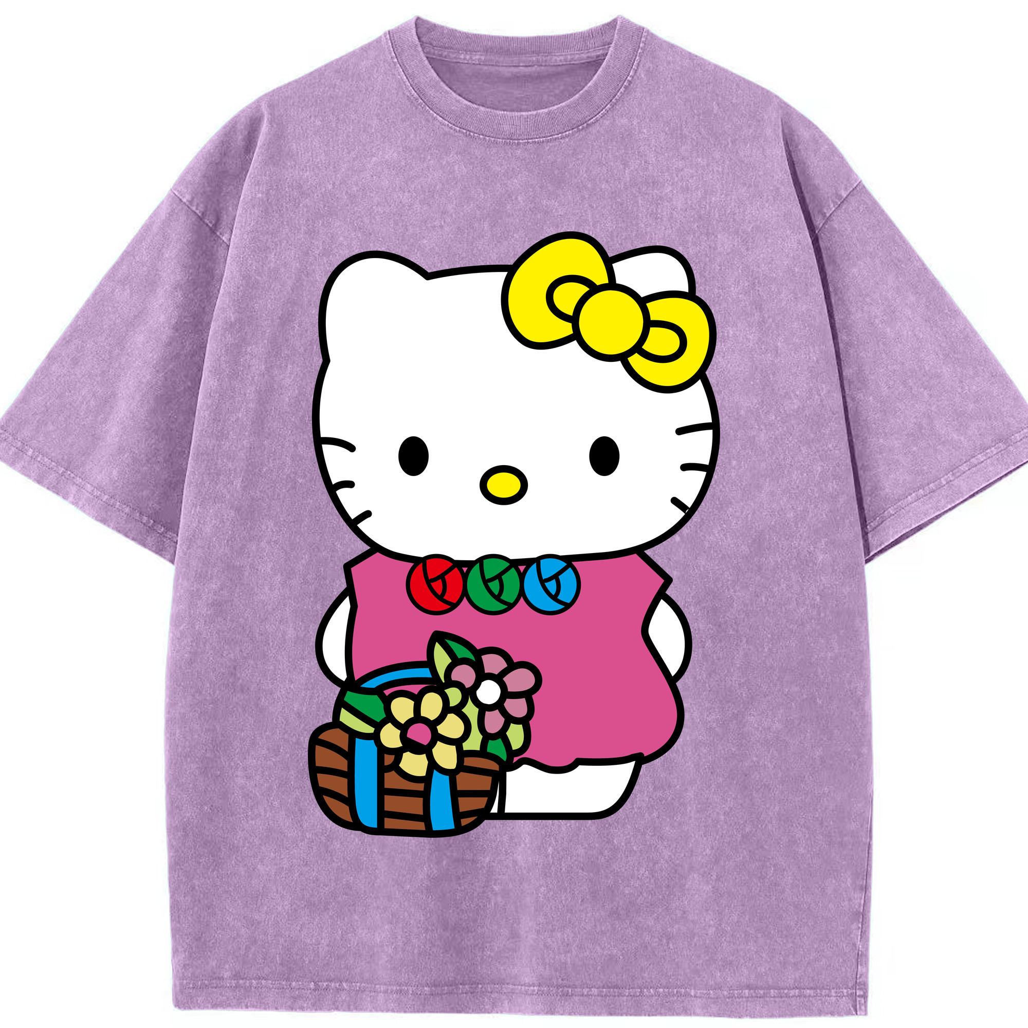（画像用） Hello Kitty ハローキティ 綿100% ヴィンテージ風 半袖Tシャツ（フロントプリント）