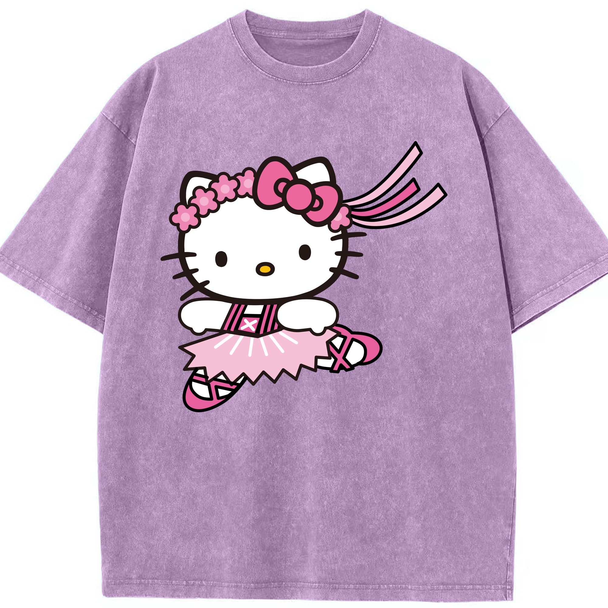 （画像用） Hello Kitty ハローキティ 綿100% ヴィンテージ風 半袖Tシャツ（フロントプリント）