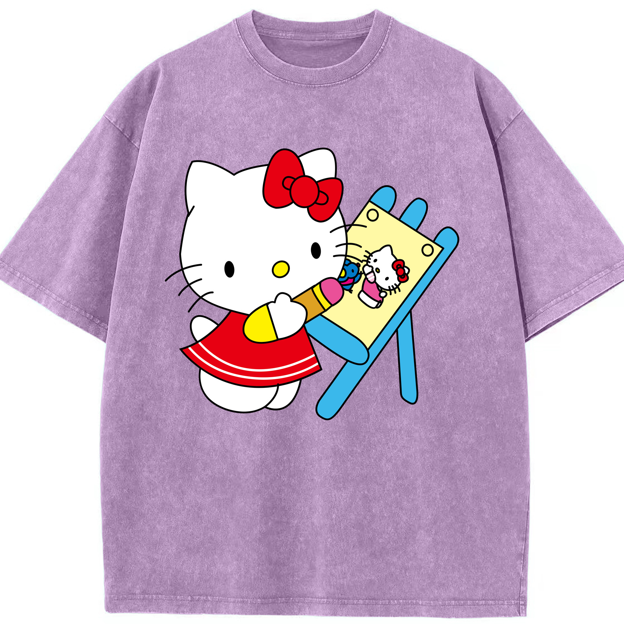 （画像用） Hello Kitty ハローキティ 綿100% ヴィンテージ風 半袖Tシャツ（フロントプリント）