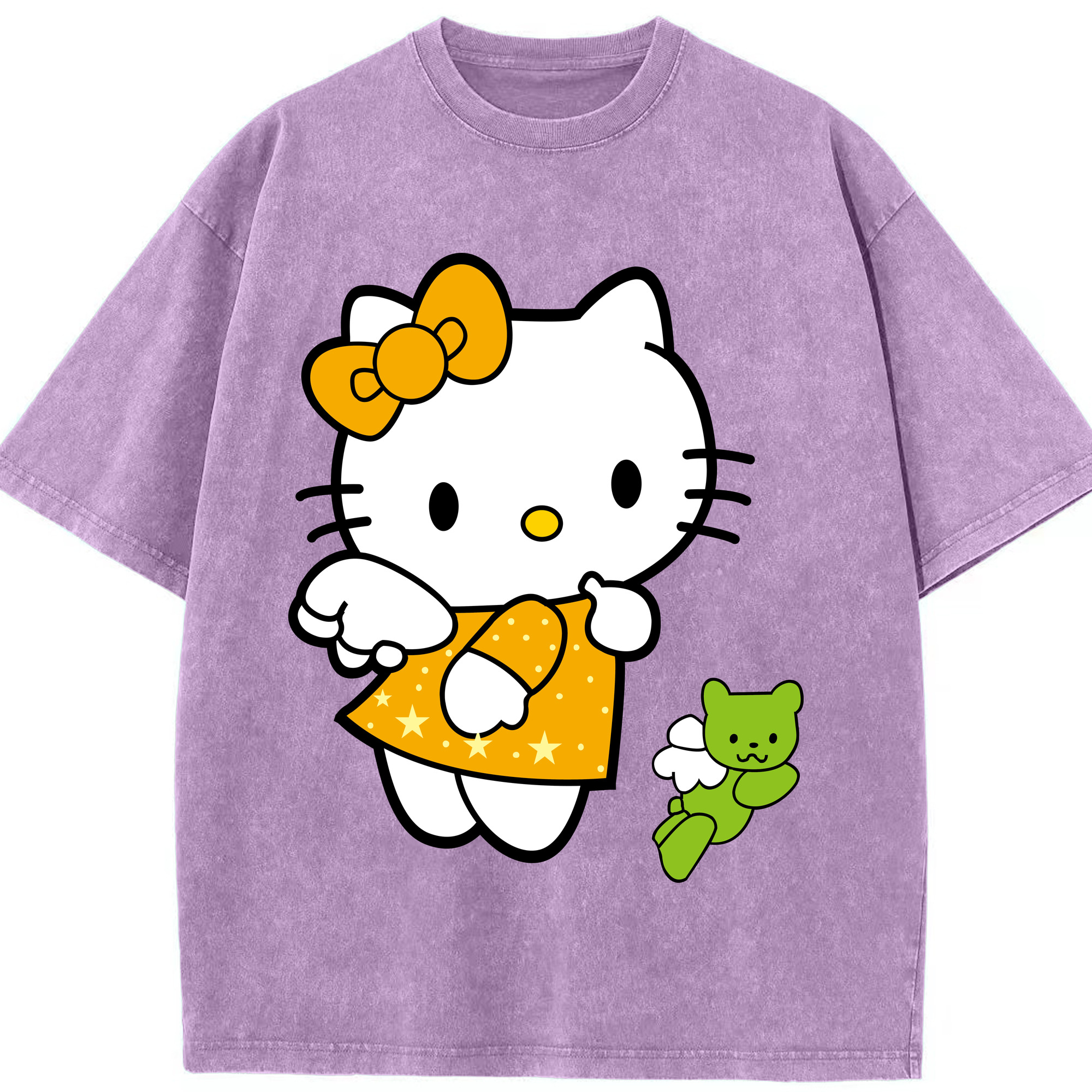 （画像用） Hello Kitty ハローキティ 綿100% ヴィンテージ風 半袖Tシャツ（フロントプリント）