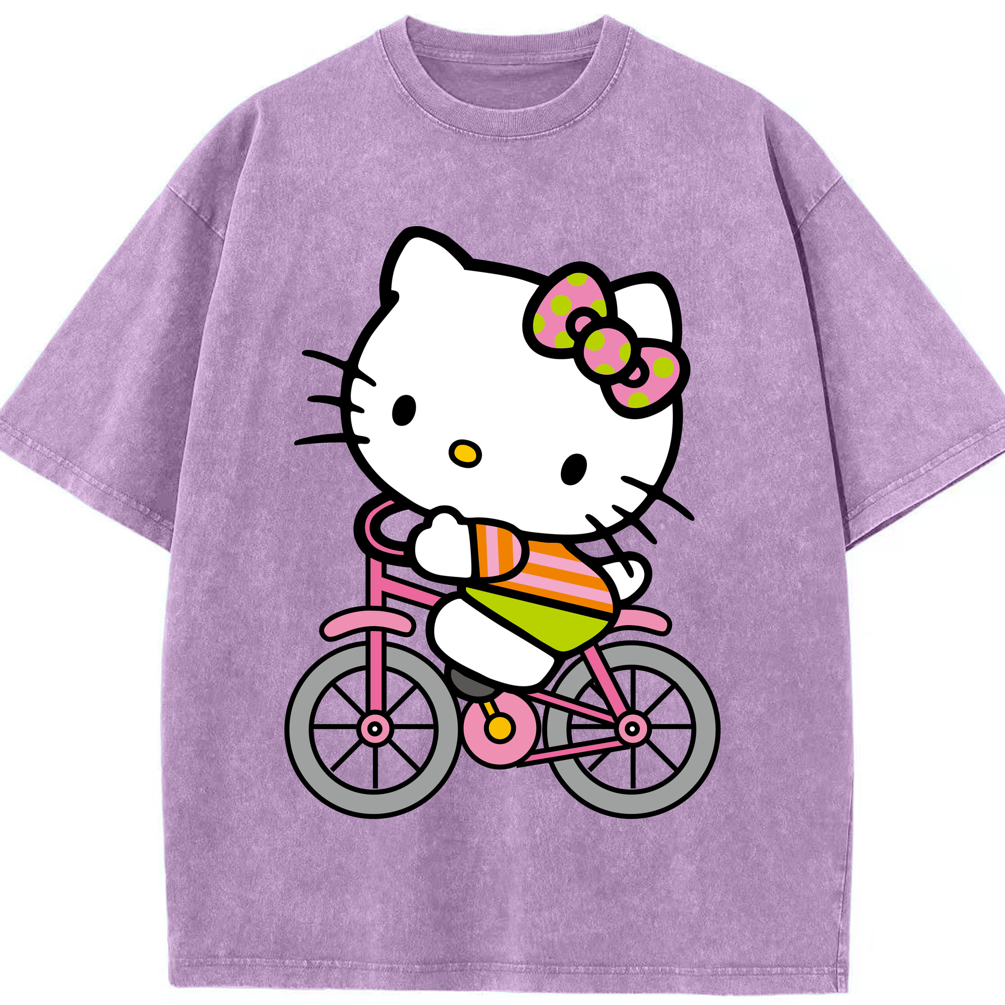 （画像用） Hello Kitty ハローキティ 綿100% ヴィンテージ風 半袖Tシャツ（フロントプリント）