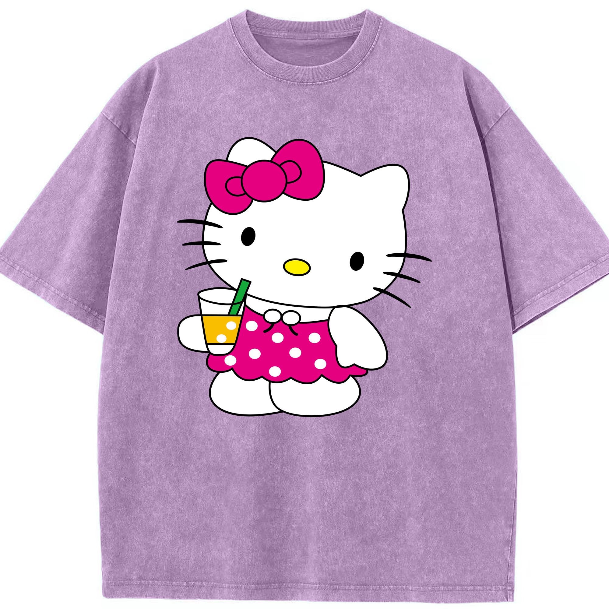 （画像用） Hello Kitty ハローキティ 綿100% ヴィンテージ風 半袖Tシャツ（フロントプリント）