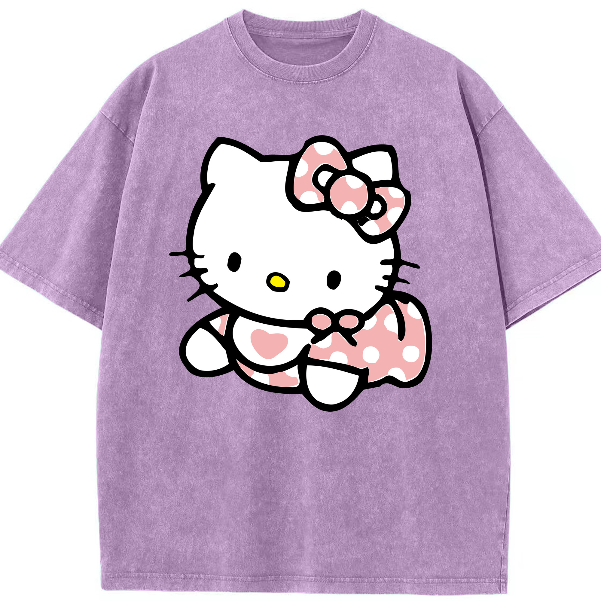 （画像用） Hello Kitty ハローキティ 綿100% ヴィンテージ風 半袖Tシャツ（フロントプリント）
