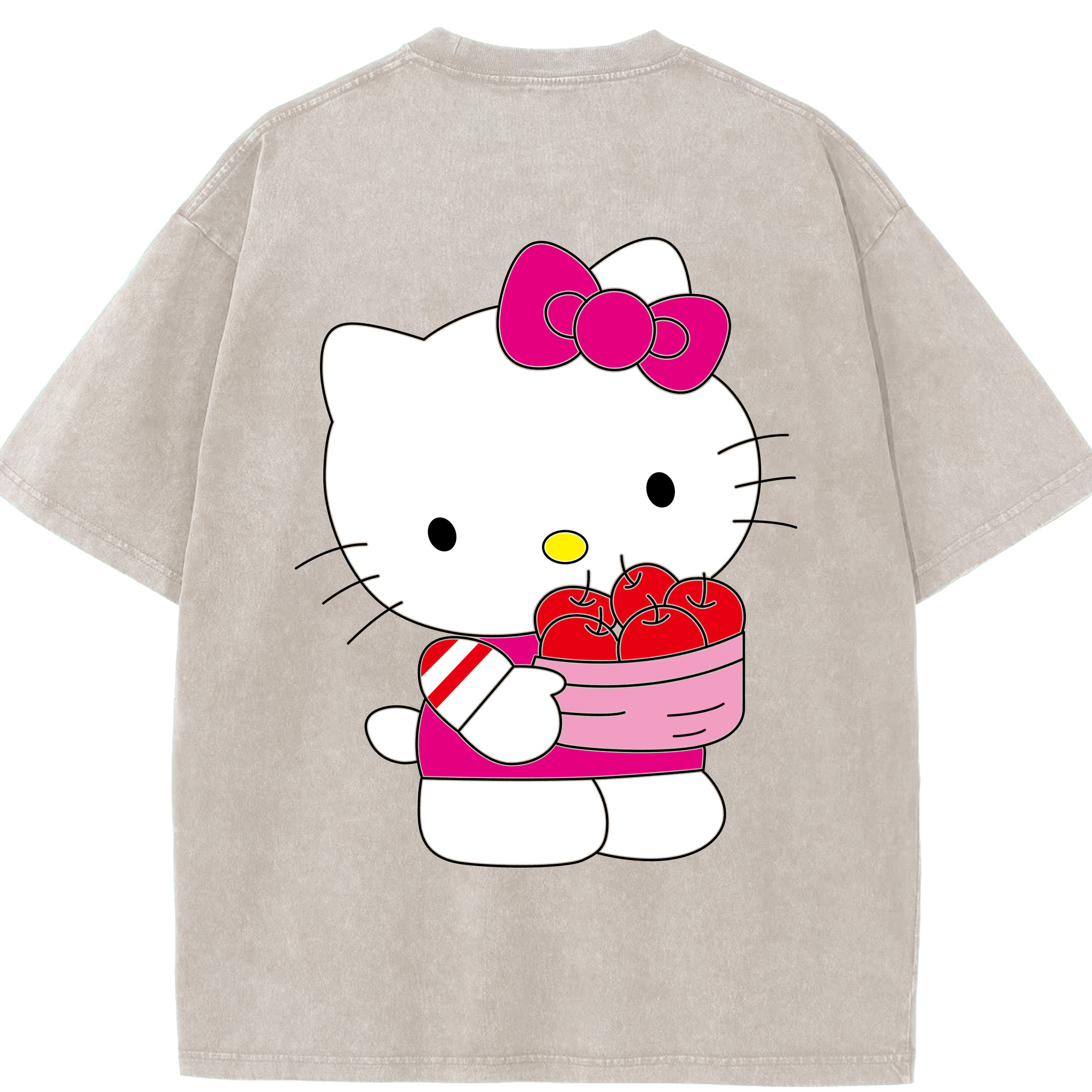 （画像用） Hello Kitty ハローキティ 綿100% ヴィンテージ風 半袖Tシャツ（背面プリント）