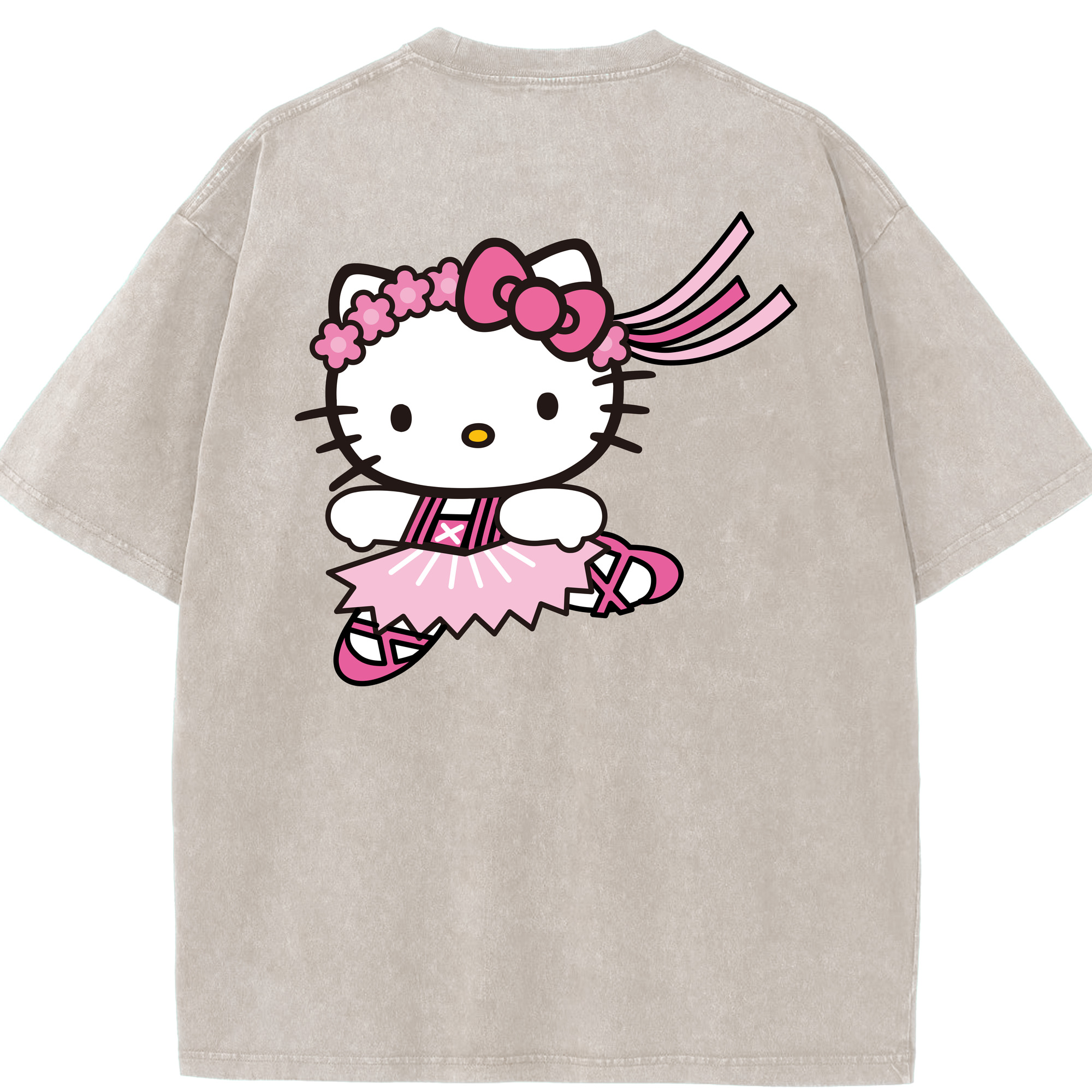 （画像用） Hello Kitty ハローキティ 綿100% ヴィンテージ風 半袖Tシャツ（背面プリント）