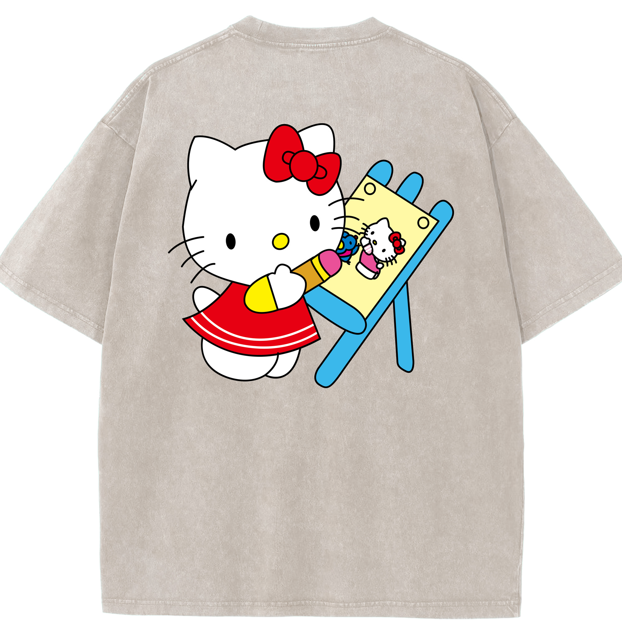 （画像用） Hello Kitty ハローキティ 綿100% ヴィンテージ風 半袖Tシャツ（背面プリント）