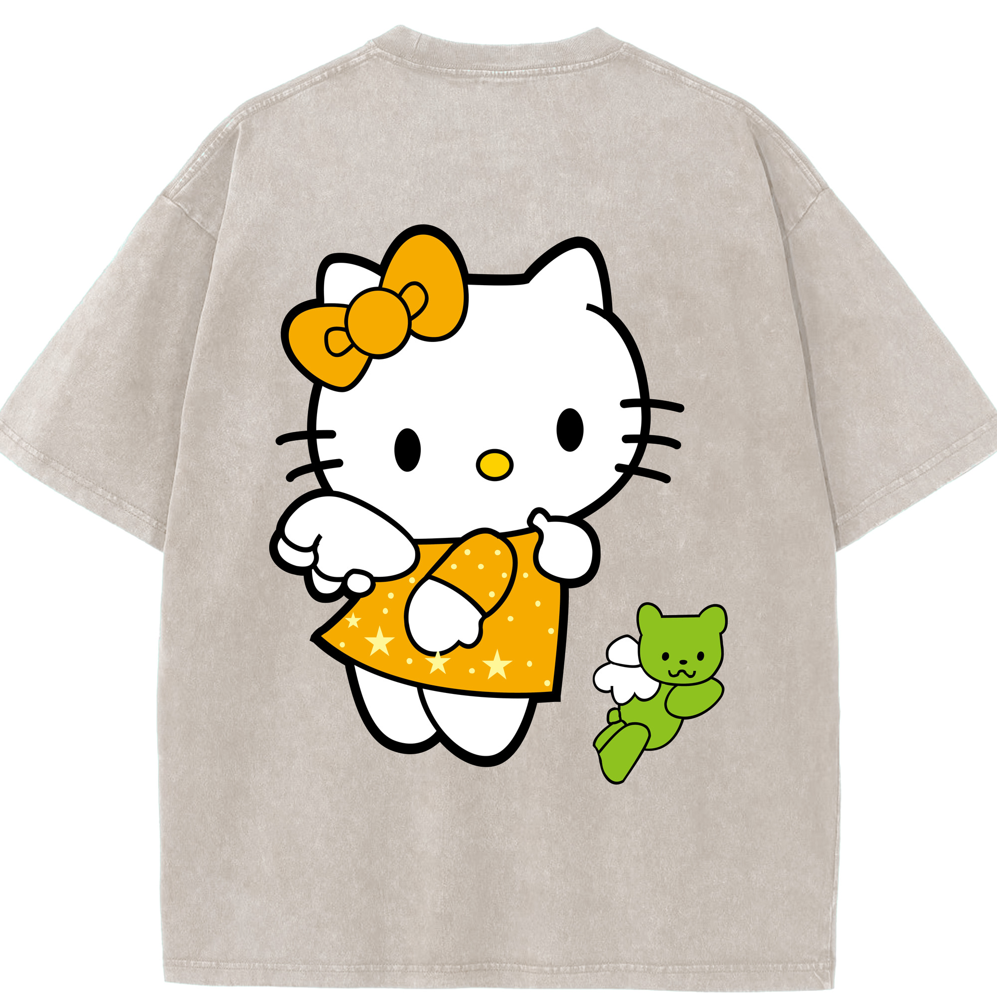（画像用） Hello Kitty ハローキティ 綿100% ヴィンテージ風 半袖Tシャツ（背面プリント）