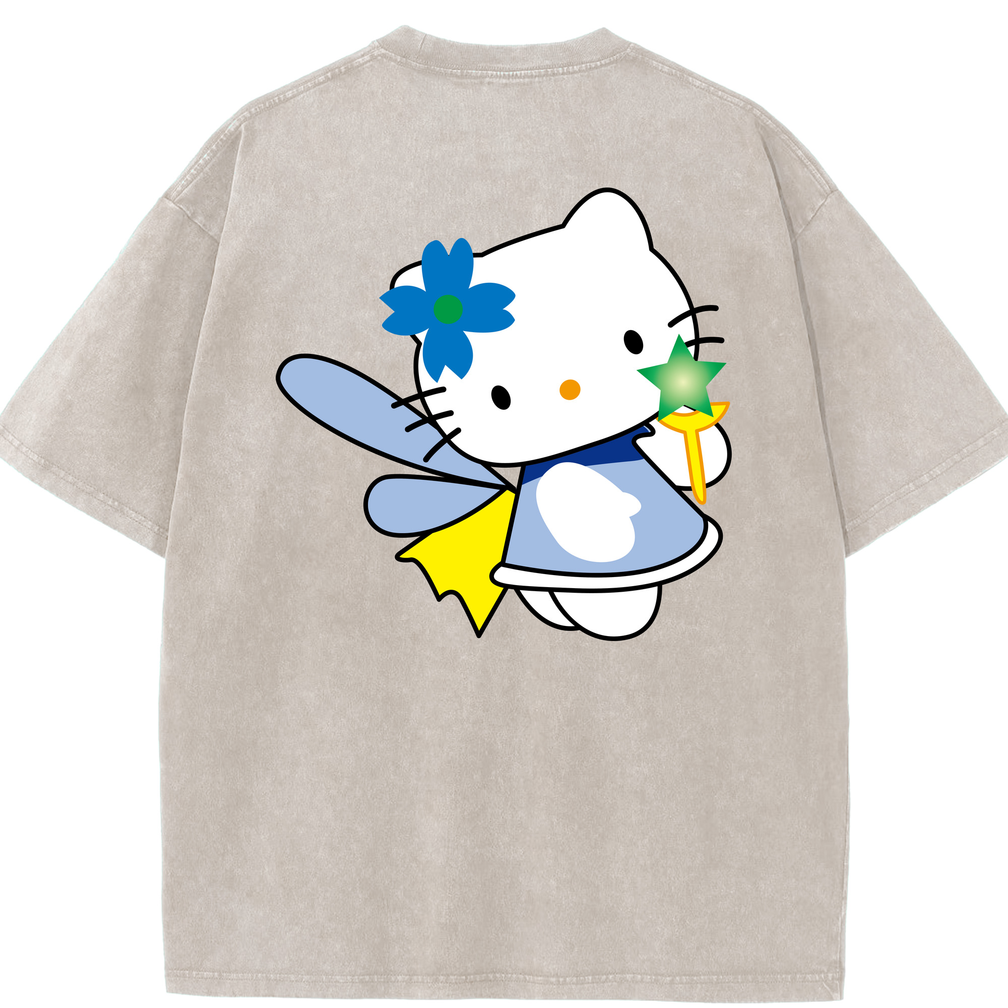 （画像用） Hello Kitty ハローキティ 綿100% ヴィンテージ風 半袖Tシャツ（背面プリント）