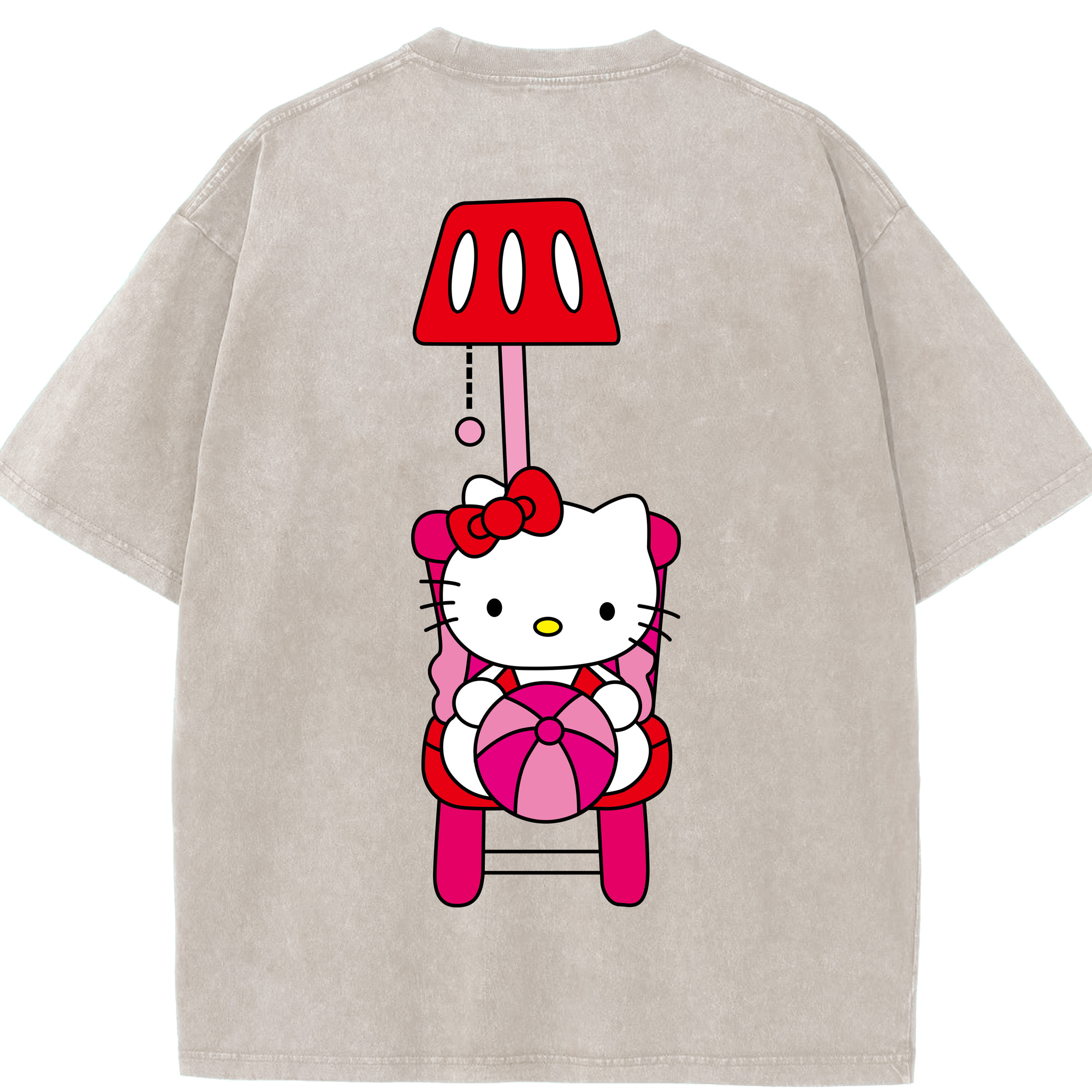 （画像用） Hello Kitty ハローキティ 綿100% ヴィンテージ風 半袖Tシャツ（背面プリント）