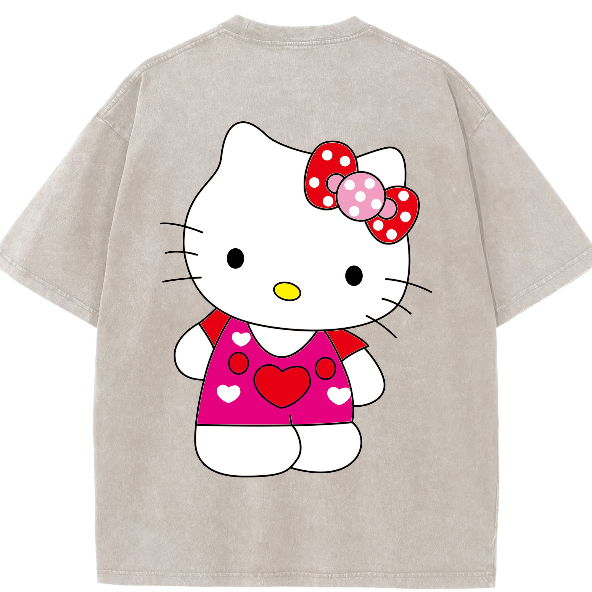 （画像用） Hello Kitty ハローキティ 綿100% ヴィンテージ風 半袖Tシャツ（背面プリント）