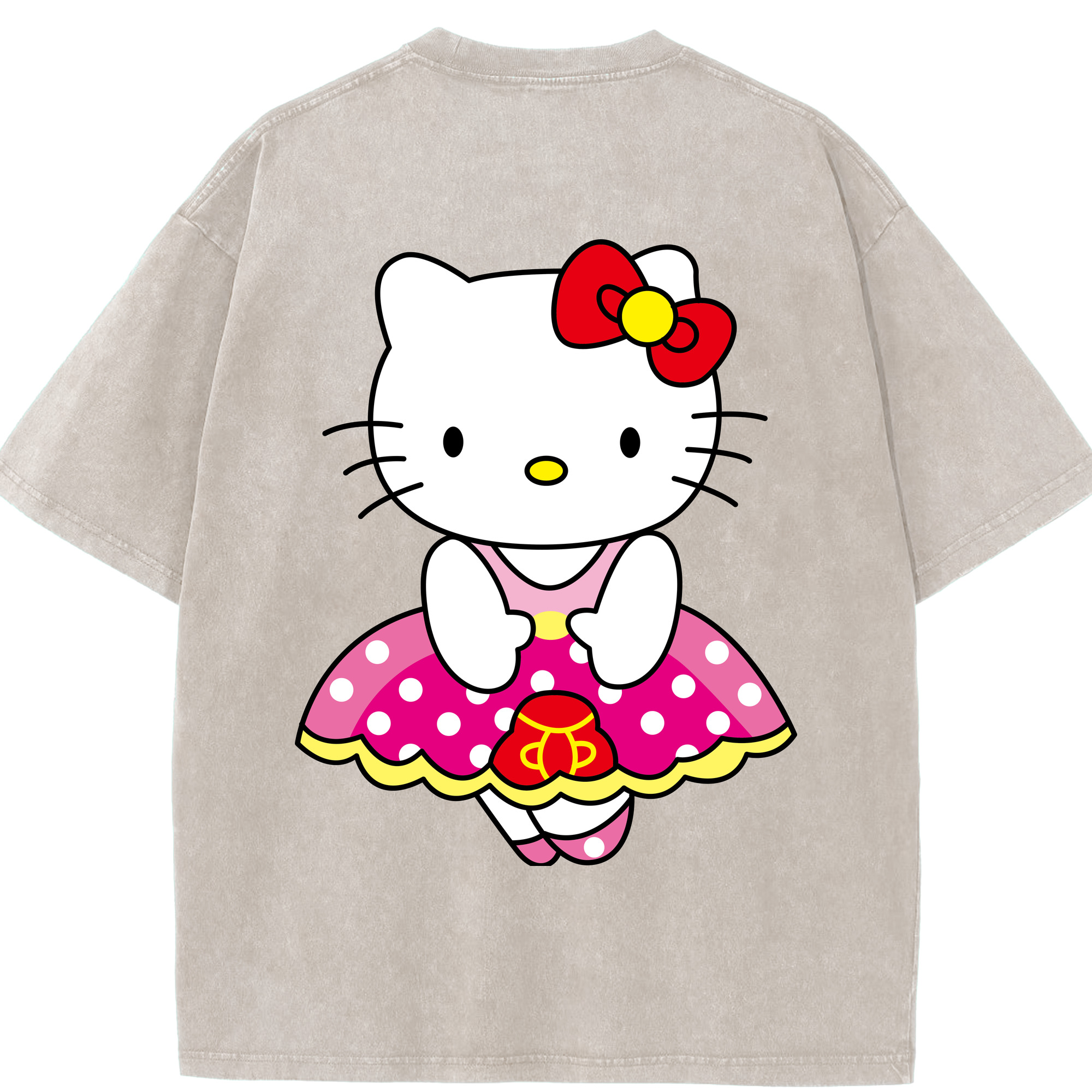 （画像用） Hello Kitty ハローキティ 綿100% ヴィンテージ風 半袖Tシャツ（背面プリント）