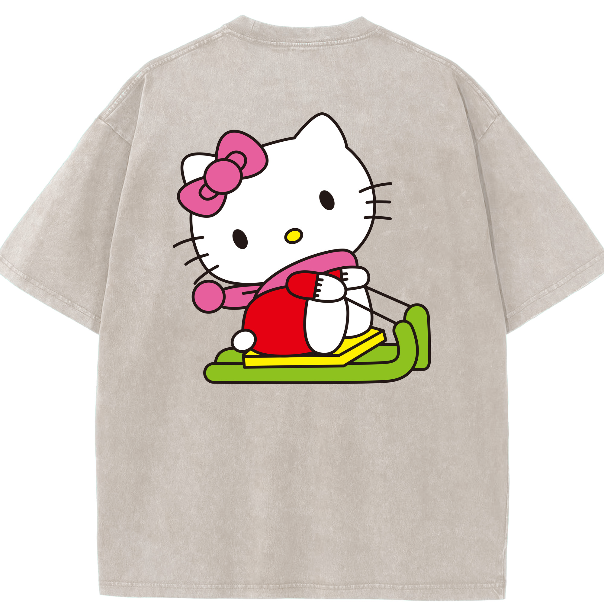 （画像用） Hello Kitty ハローキティ 綿100% ヴィンテージ風 半袖Tシャツ（背面プリント）
