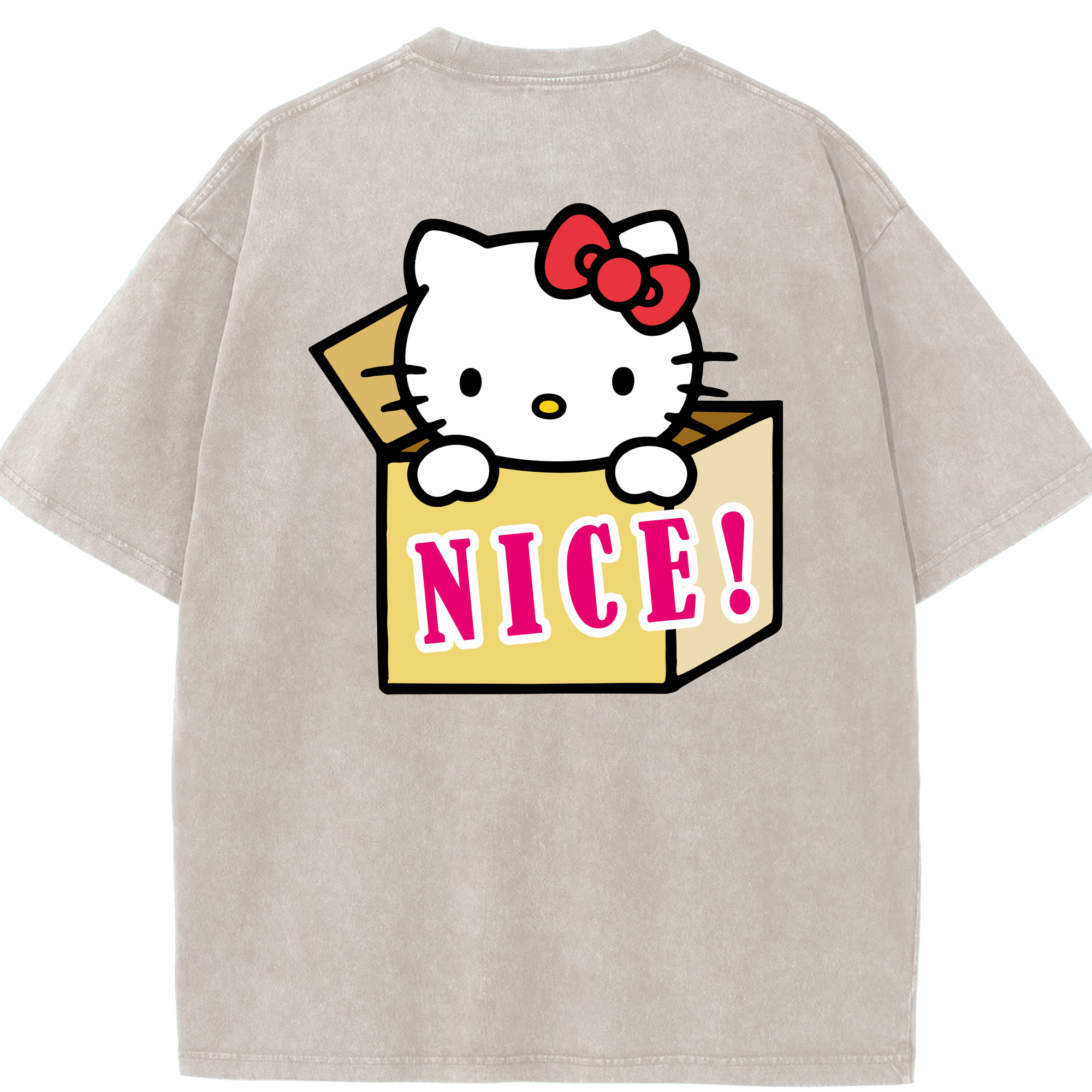 （画像用） Hello Kitty ハローキティ 綿100% ヴィンテージ風 半袖Tシャツ（背面プリント）