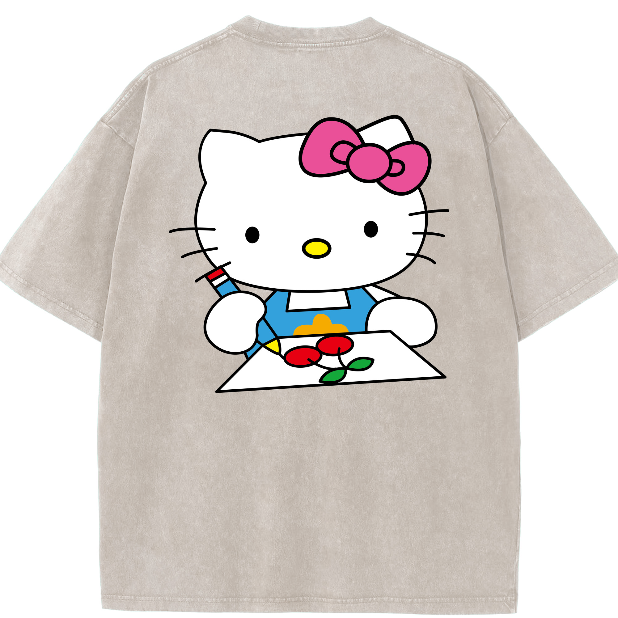 （画像用） Hello Kitty ハローキティ 綿100% ヴィンテージ風 半袖Tシャツ（背面プリント）