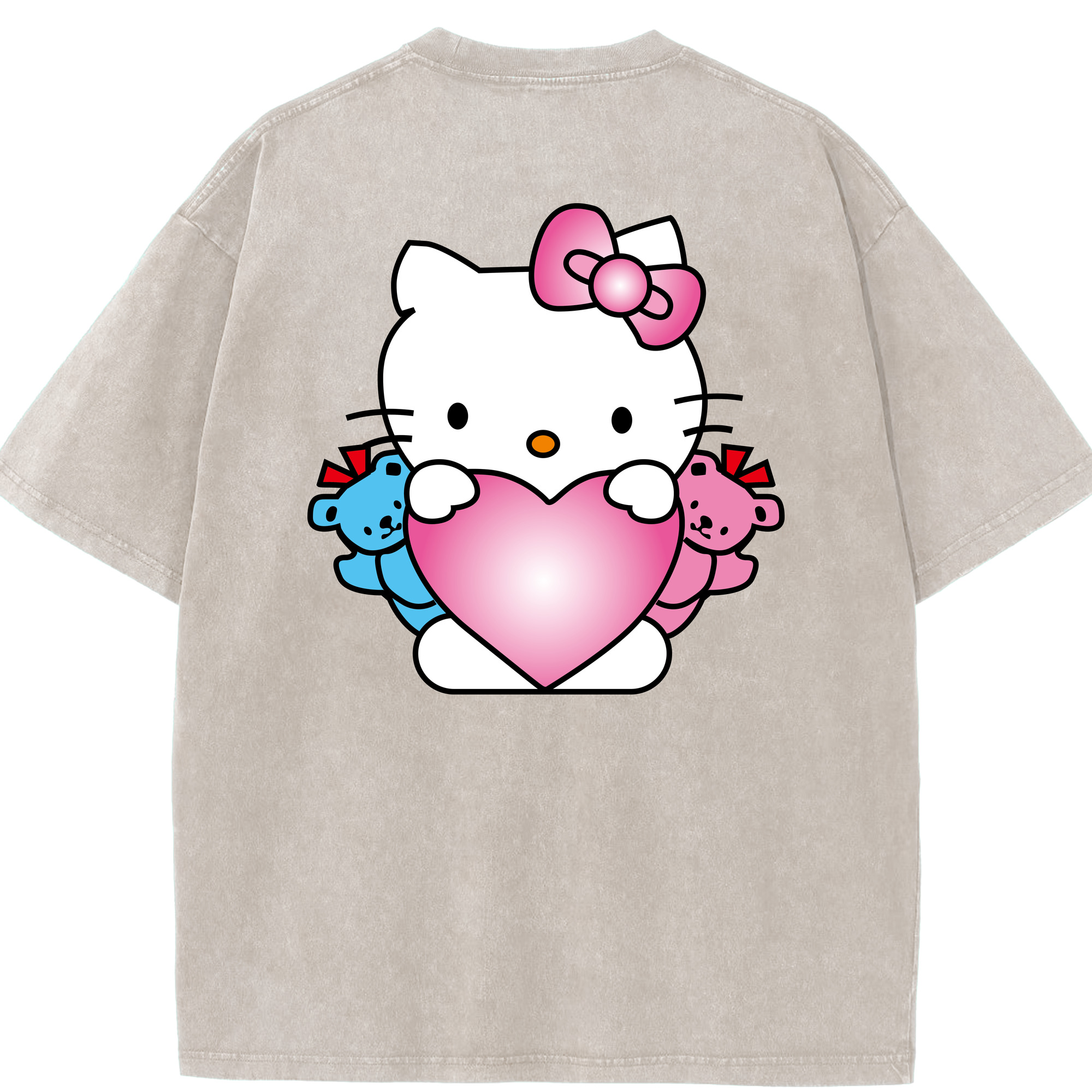 （画像用） Hello Kitty ハローキティ 綿100% ヴィンテージ風 半袖Tシャツ（背面プリント）