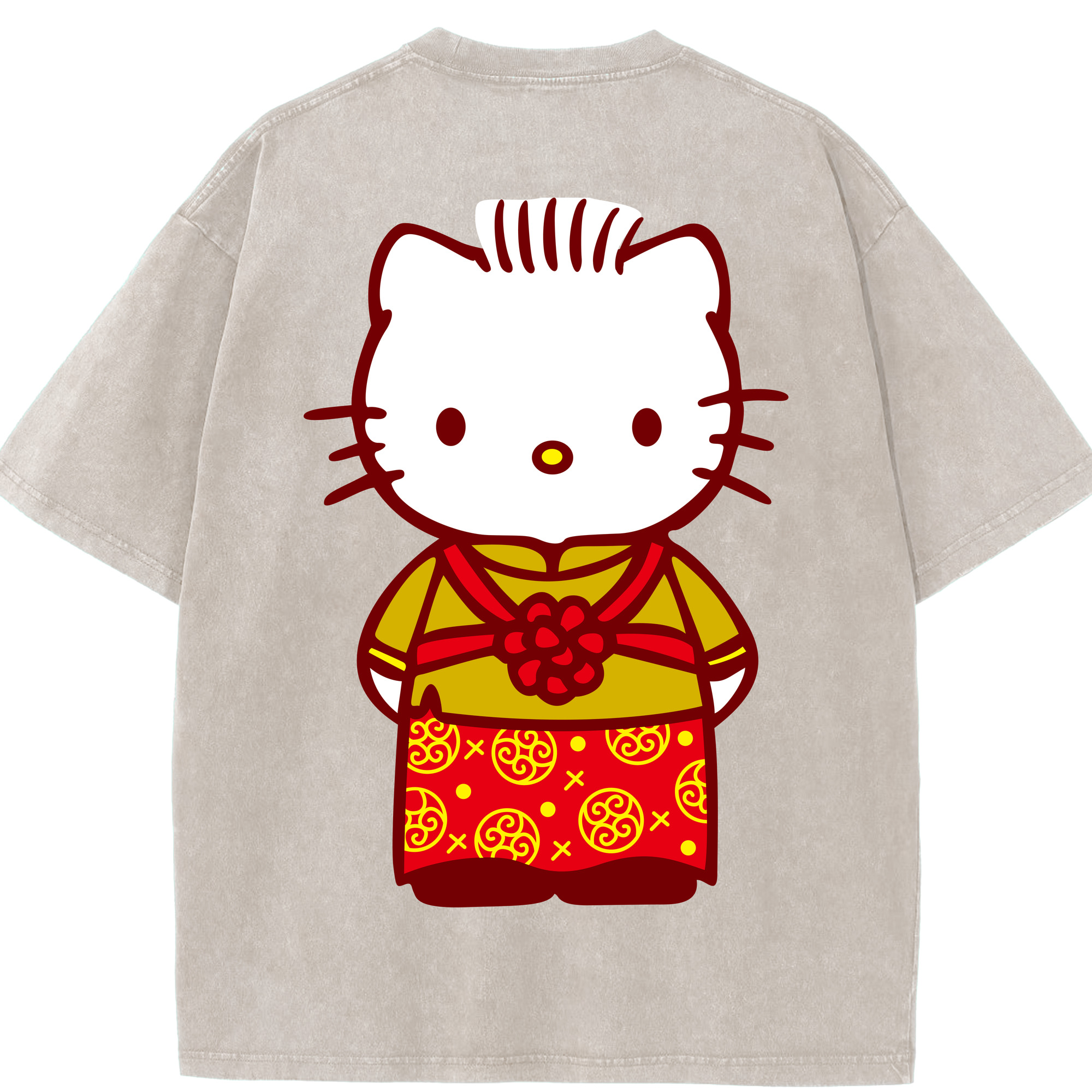 （画像用） Hello Kitty ハローキティ 綿100% ヴィンテージ風 半袖Tシャツ（背面プリント）