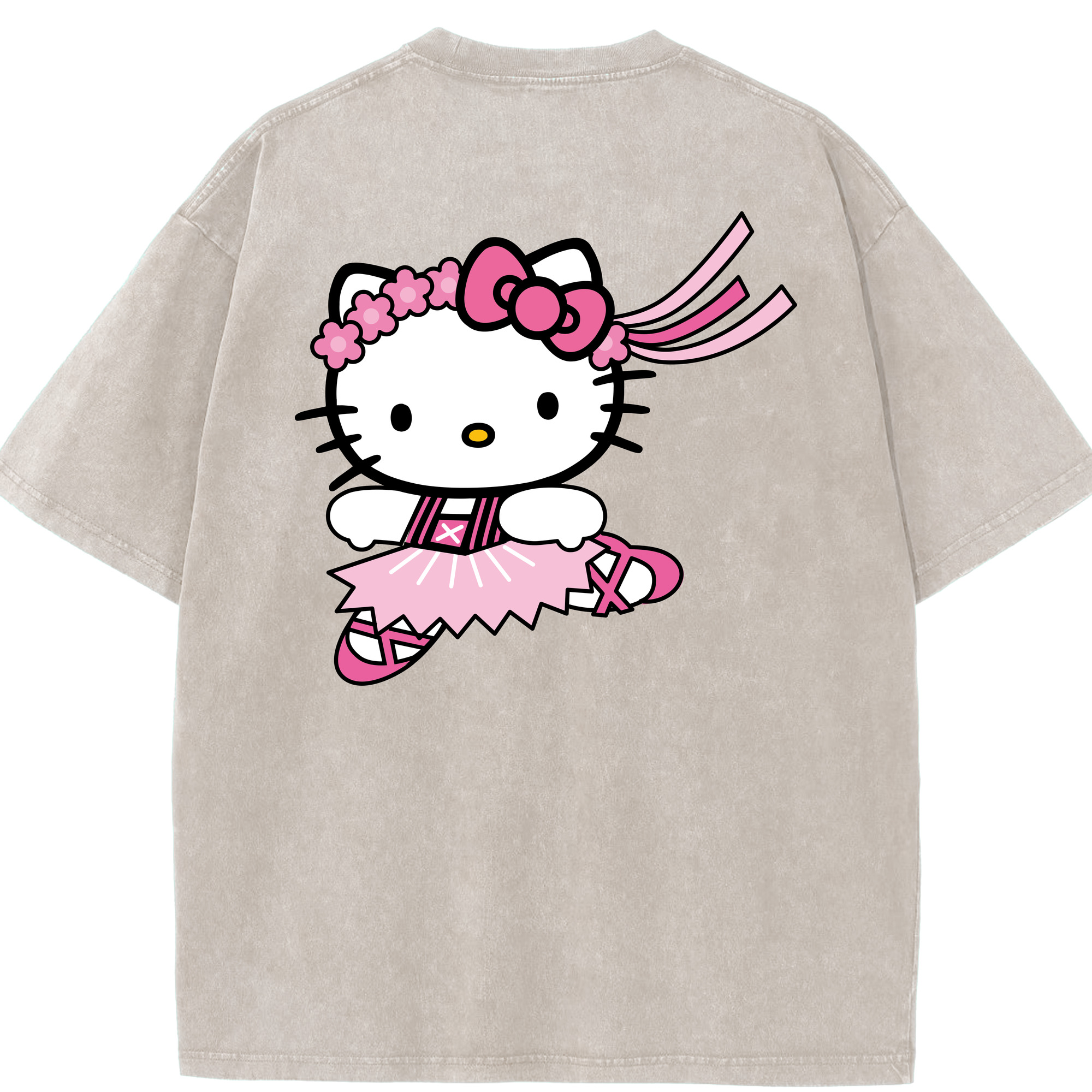 （画像用） Hello Kitty ハローキティ 綿100% ヴィンテージ風 半袖Tシャツ（背面プリント）