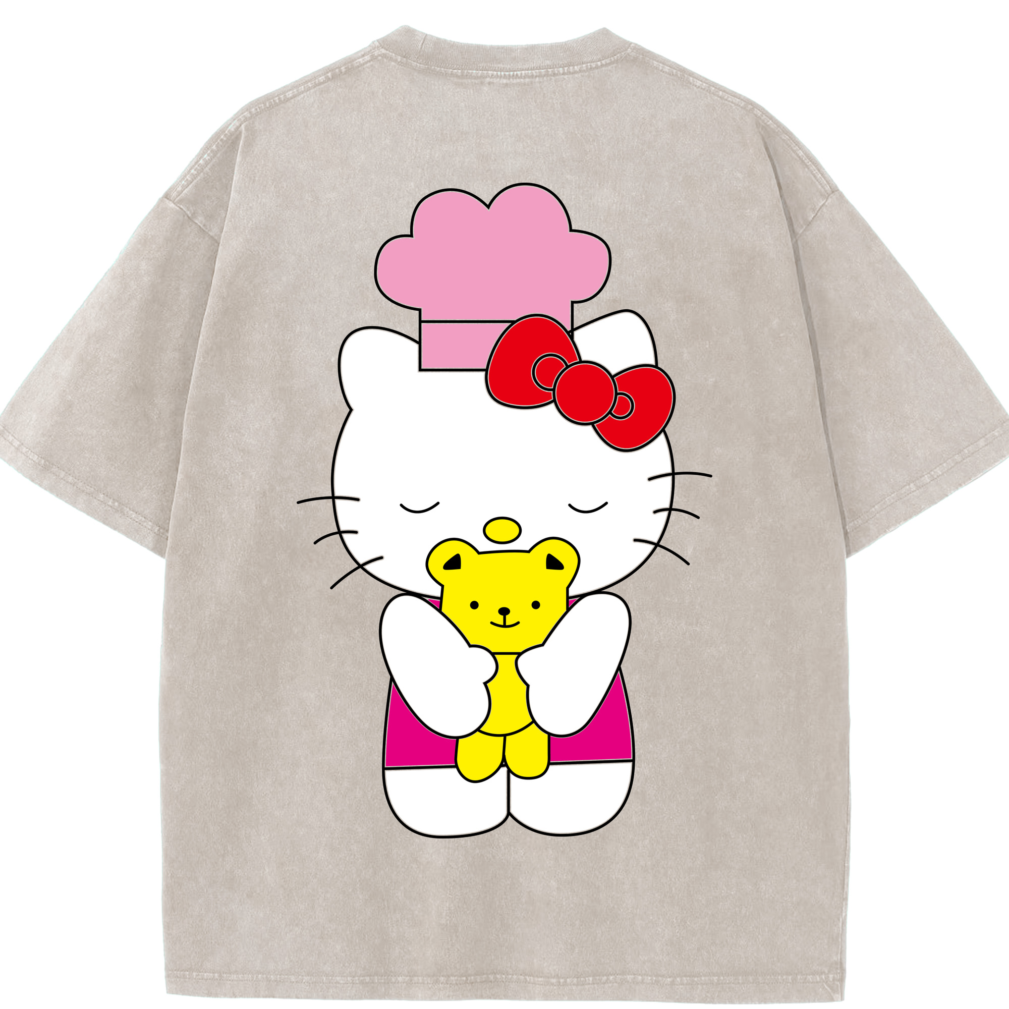 （画像用） Hello Kitty ハローキティ 綿100% ヴィンテージ風 半袖Tシャツ（背面プリント）