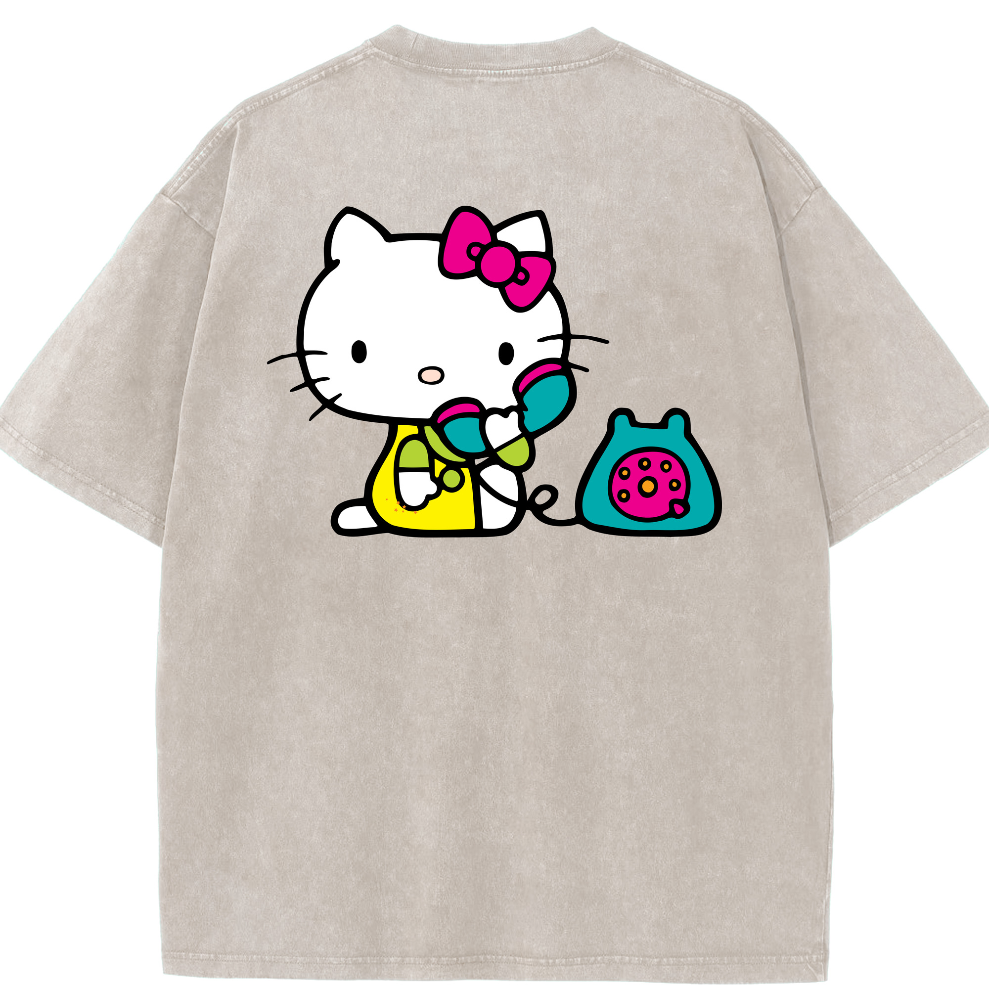 （画像用） Hello Kitty ハローキティ 綿100% ヴィンテージ風 半袖Tシャツ（背面プリント）