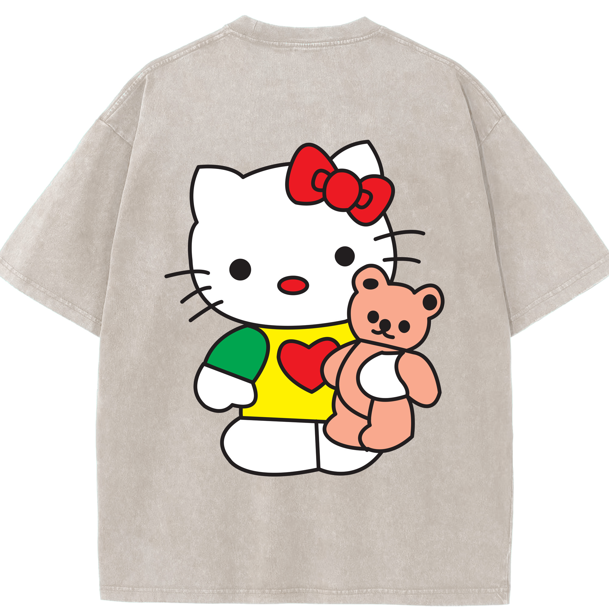 （画像用） Hello Kitty ハローキティ 綿100% ヴィンテージ風 半袖Tシャツ（背面プリント）