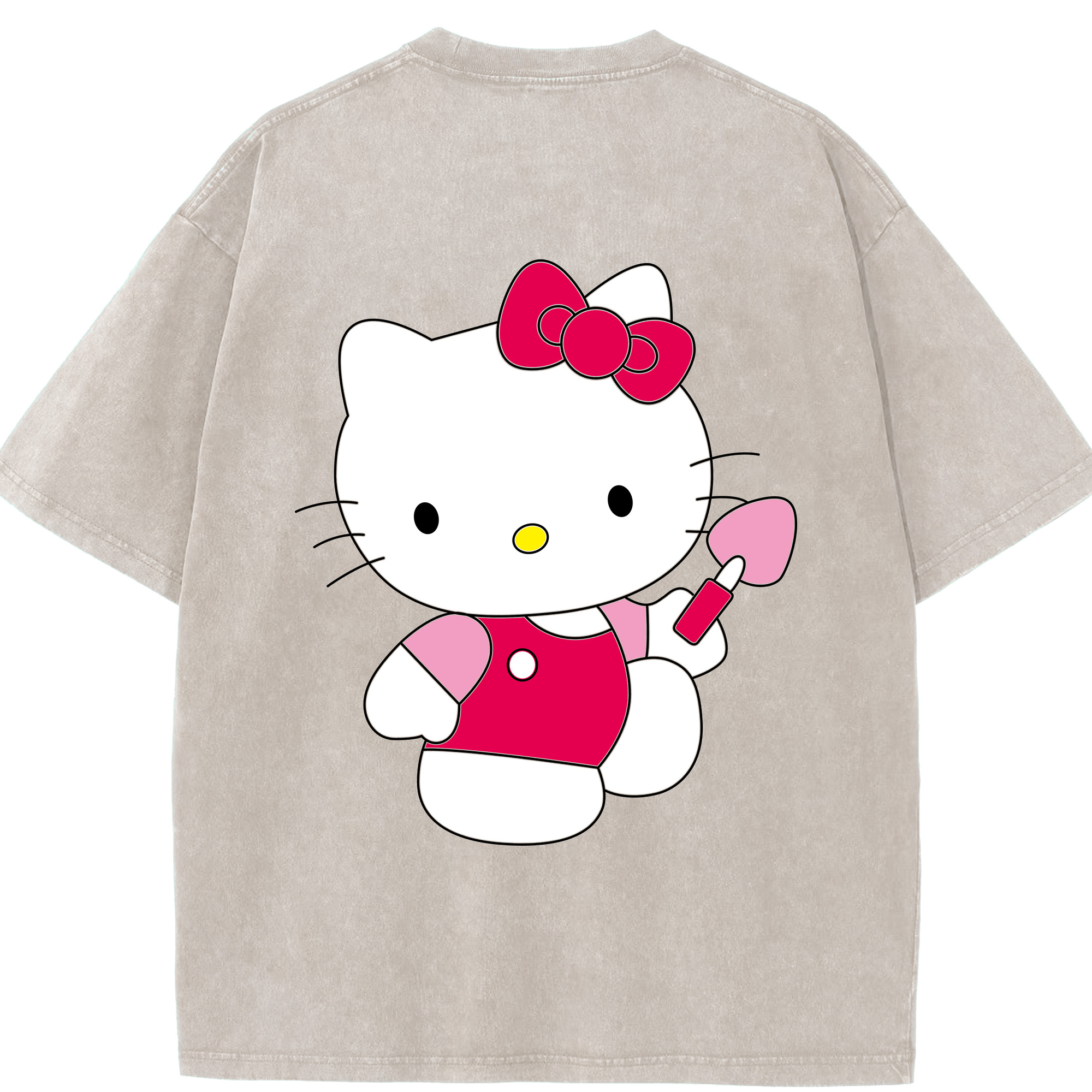 （画像用） Hello Kitty ハローキティ 綿100% ヴィンテージ風 半袖Tシャツ（背面プリント）