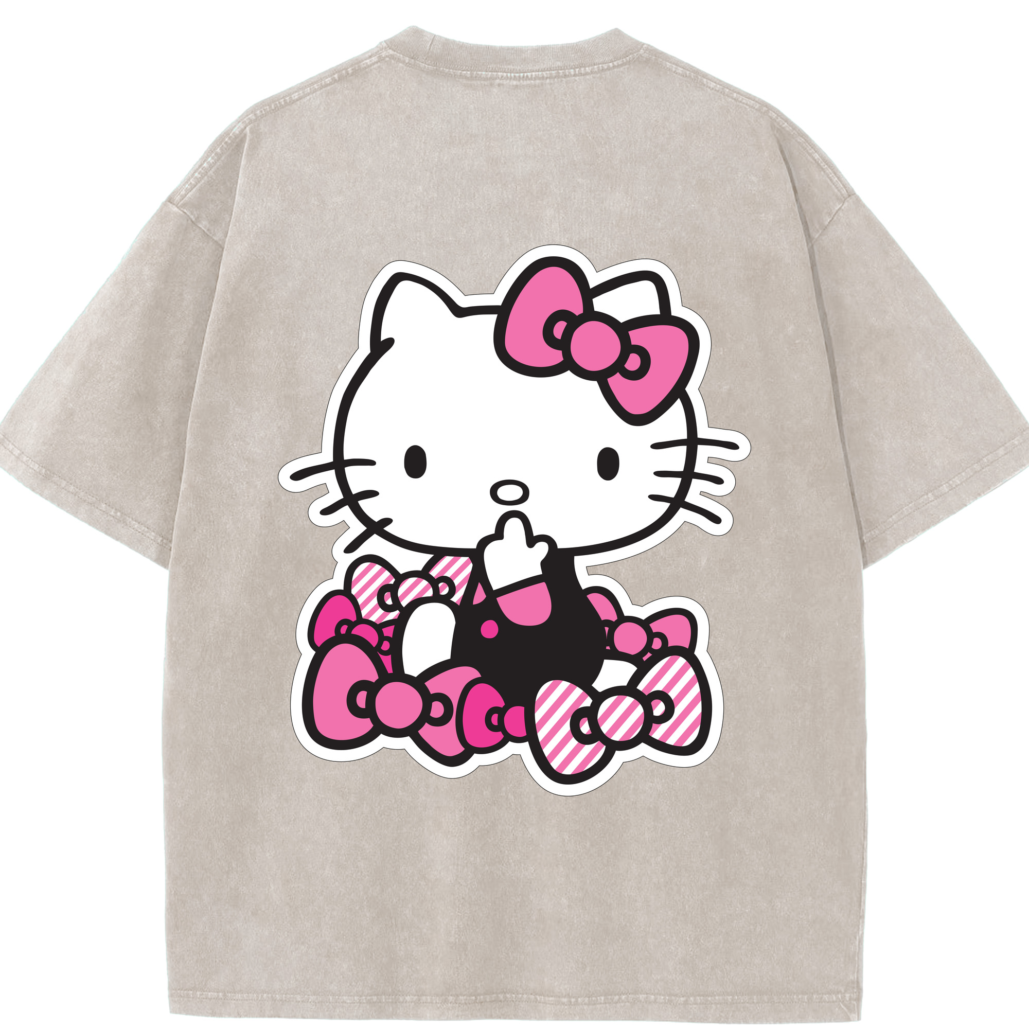 （画像用） Hello Kitty ハローキティ 綿100% ヴィンテージ風 半袖Tシャツ（背面プリント）