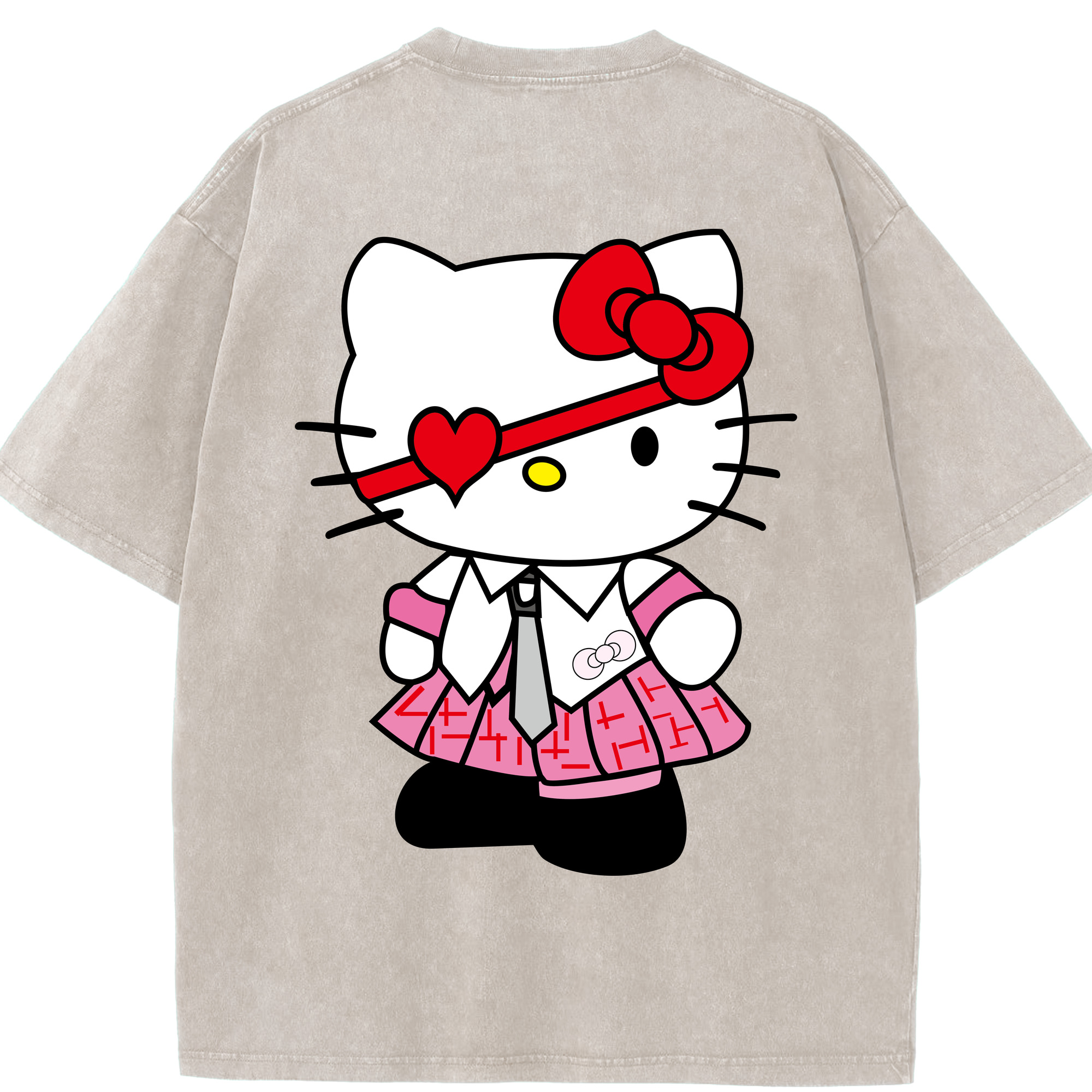 （画像用） Hello Kitty ハローキティ 綿100% ヴィンテージ風 半袖Tシャツ（背面プリント）