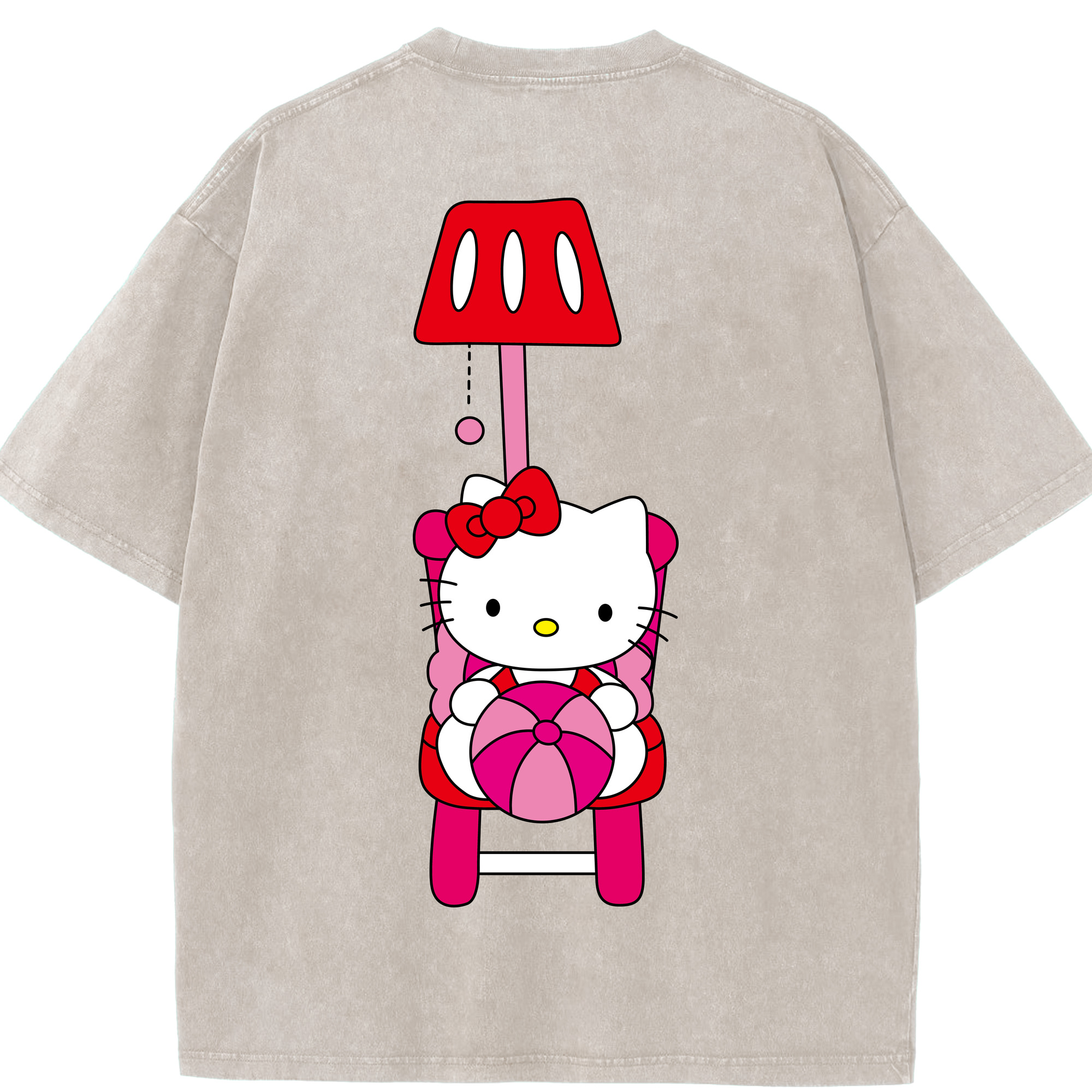 （画像用） Hello Kitty ハローキティ 綿100% ヴィンテージ風 半袖Tシャツ（背面プリント）