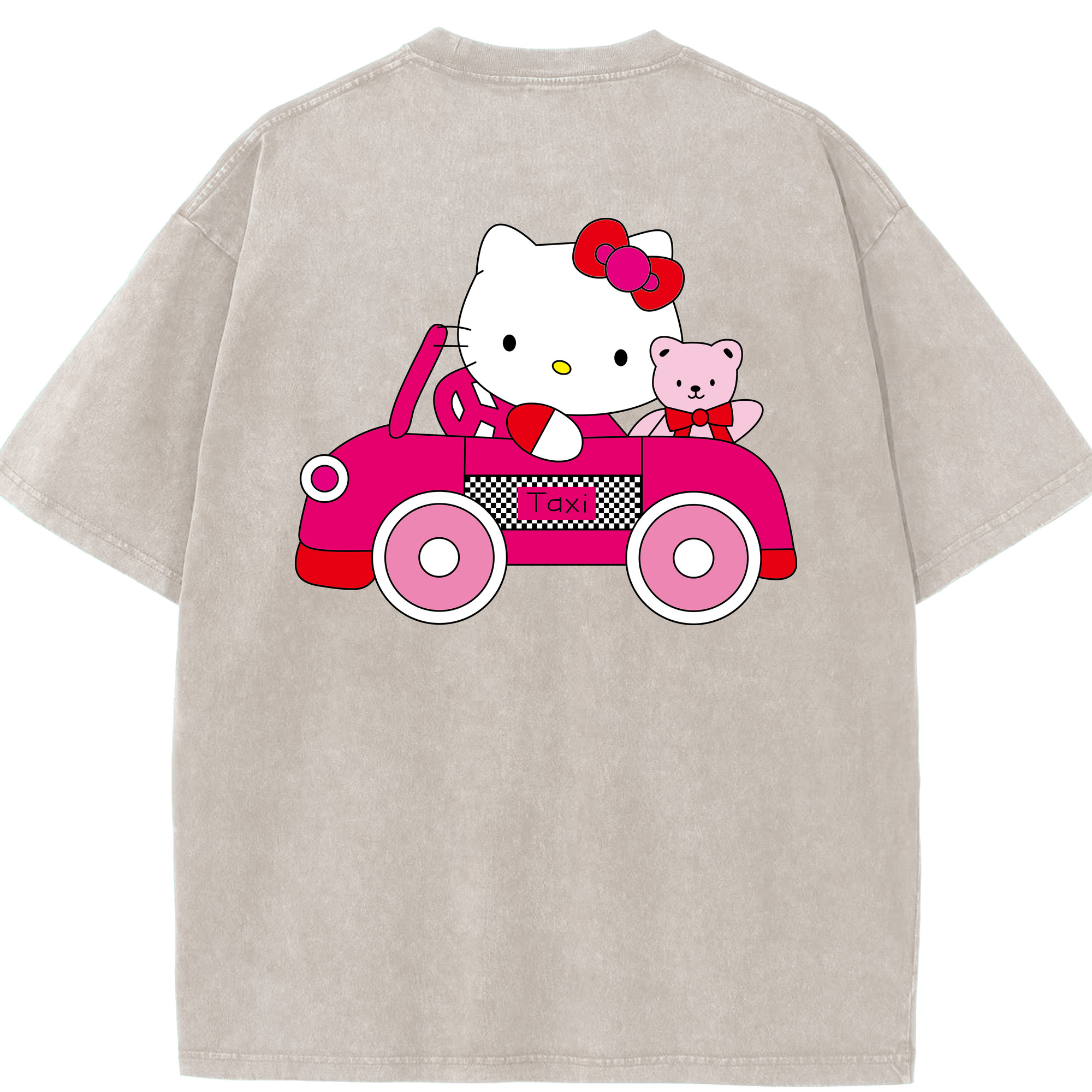 （画像用） Hello Kitty ハローキティ 綿100% ヴィンテージ風 半袖Tシャツ（背面プリント）