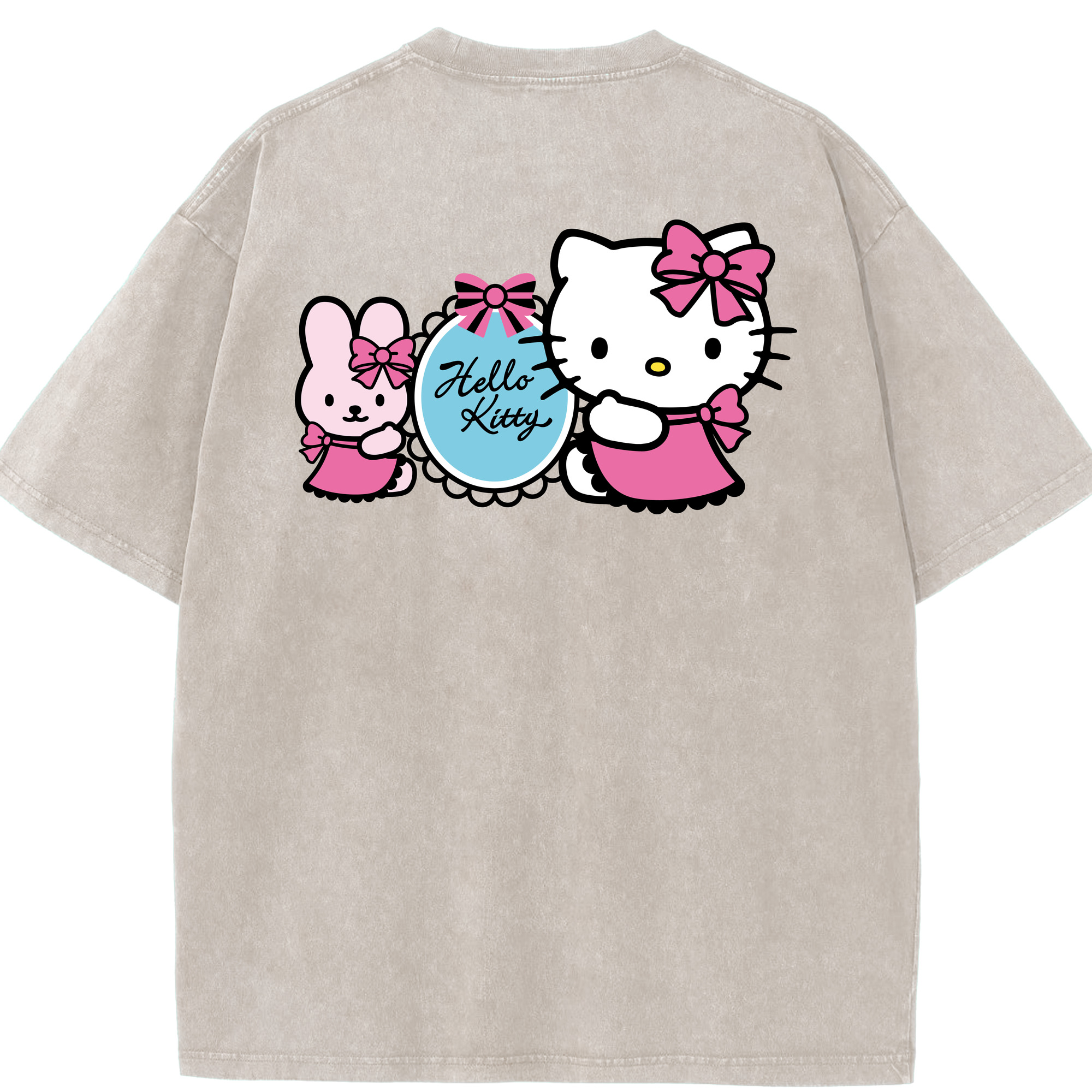 （画像用） Hello Kitty ハローキティ 綿100% ヴィンテージ風 半袖Tシャツ（背面プリント）