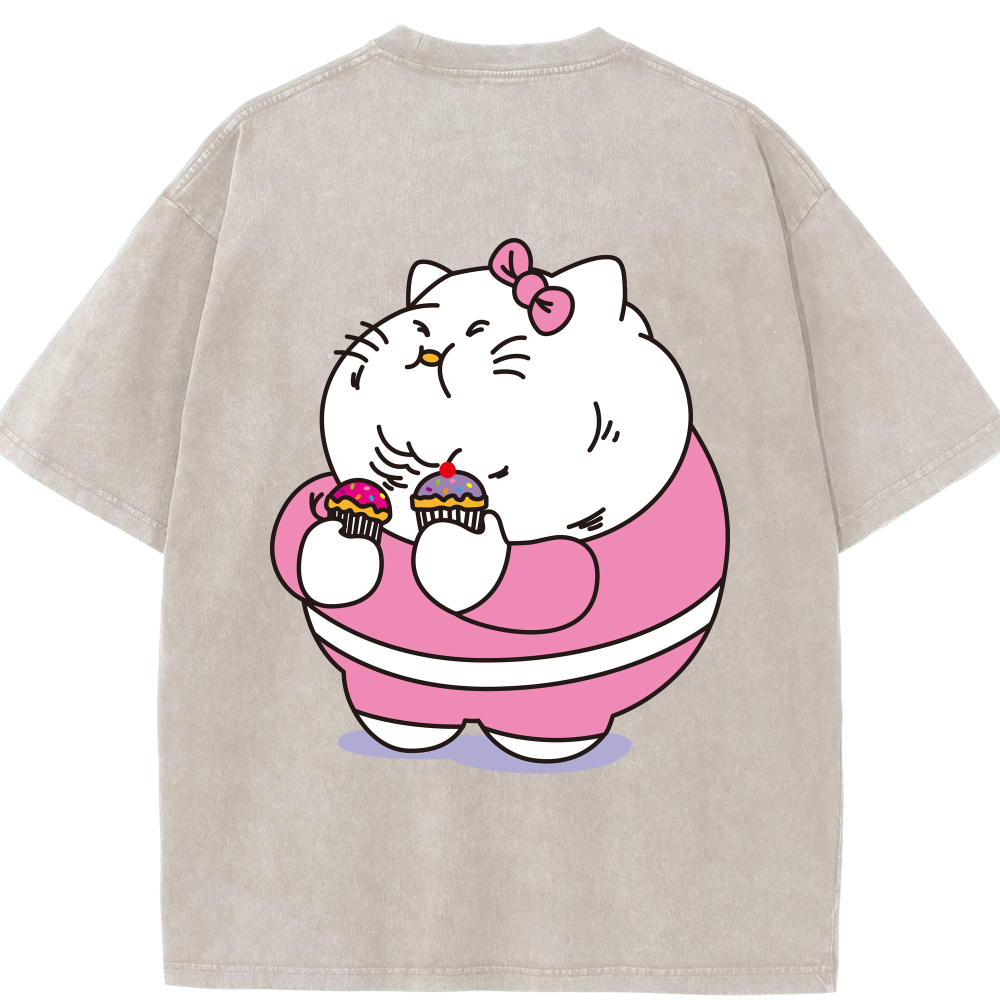 （画像用） Hello Kitty ハローキティ 綿100% ヴィンテージ風 半袖Tシャツ（背面プリント）