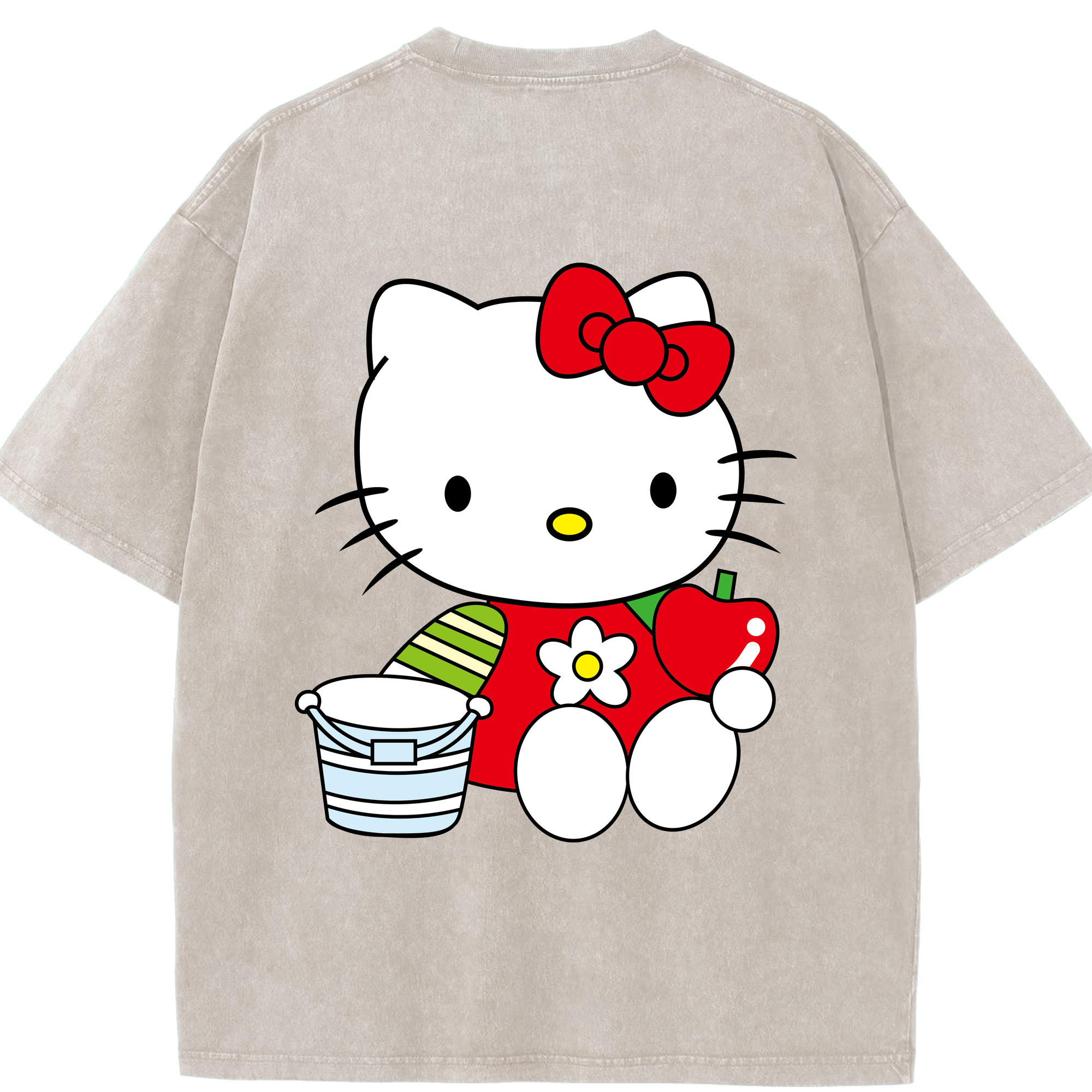 （画像用） Hello Kitty ハローキティ 綿100% ヴィンテージ風 半袖Tシャツ（背面プリント）