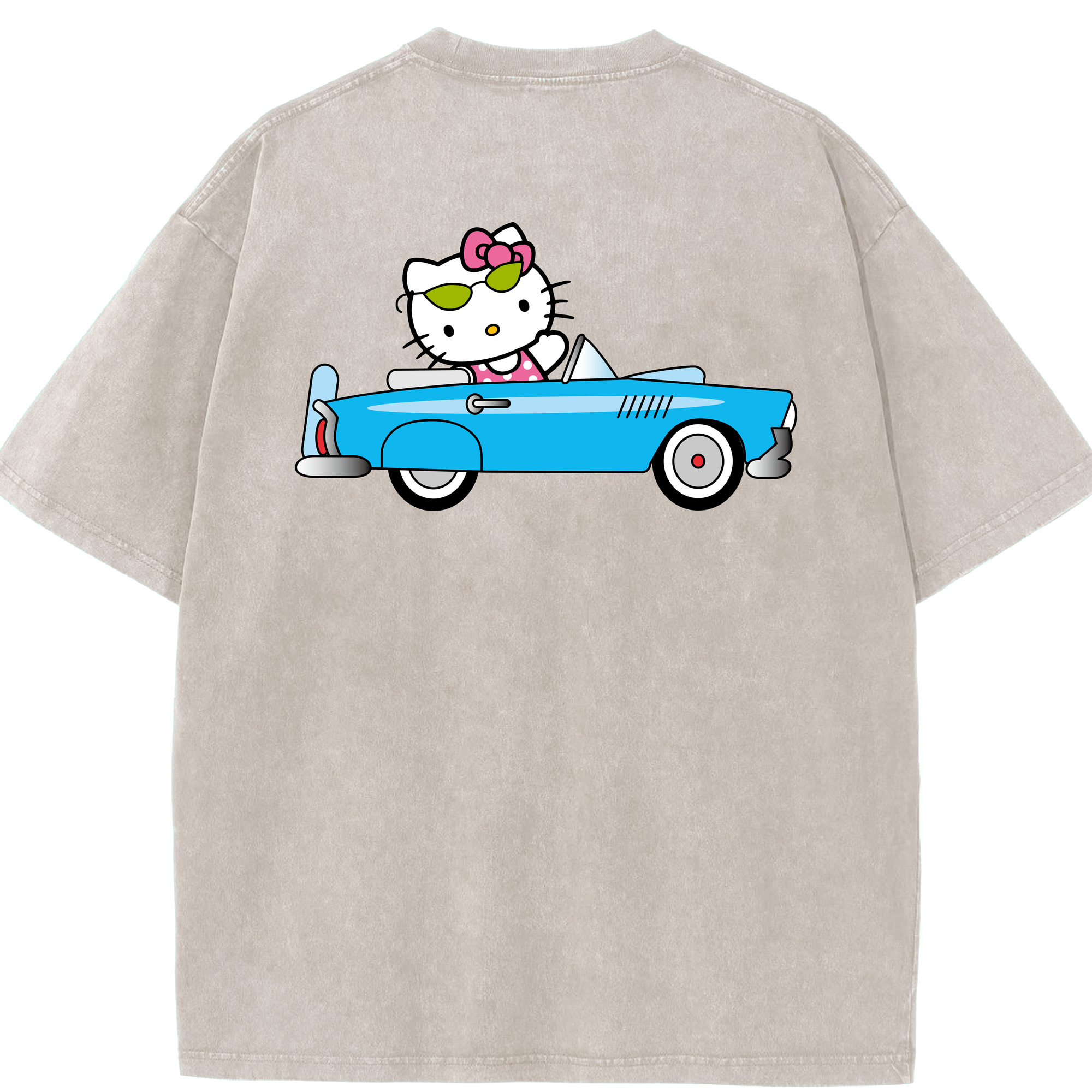 （画像用） Hello Kitty ハローキティ 綿100% ヴィンテージ風 半袖Tシャツ（背面プリント）