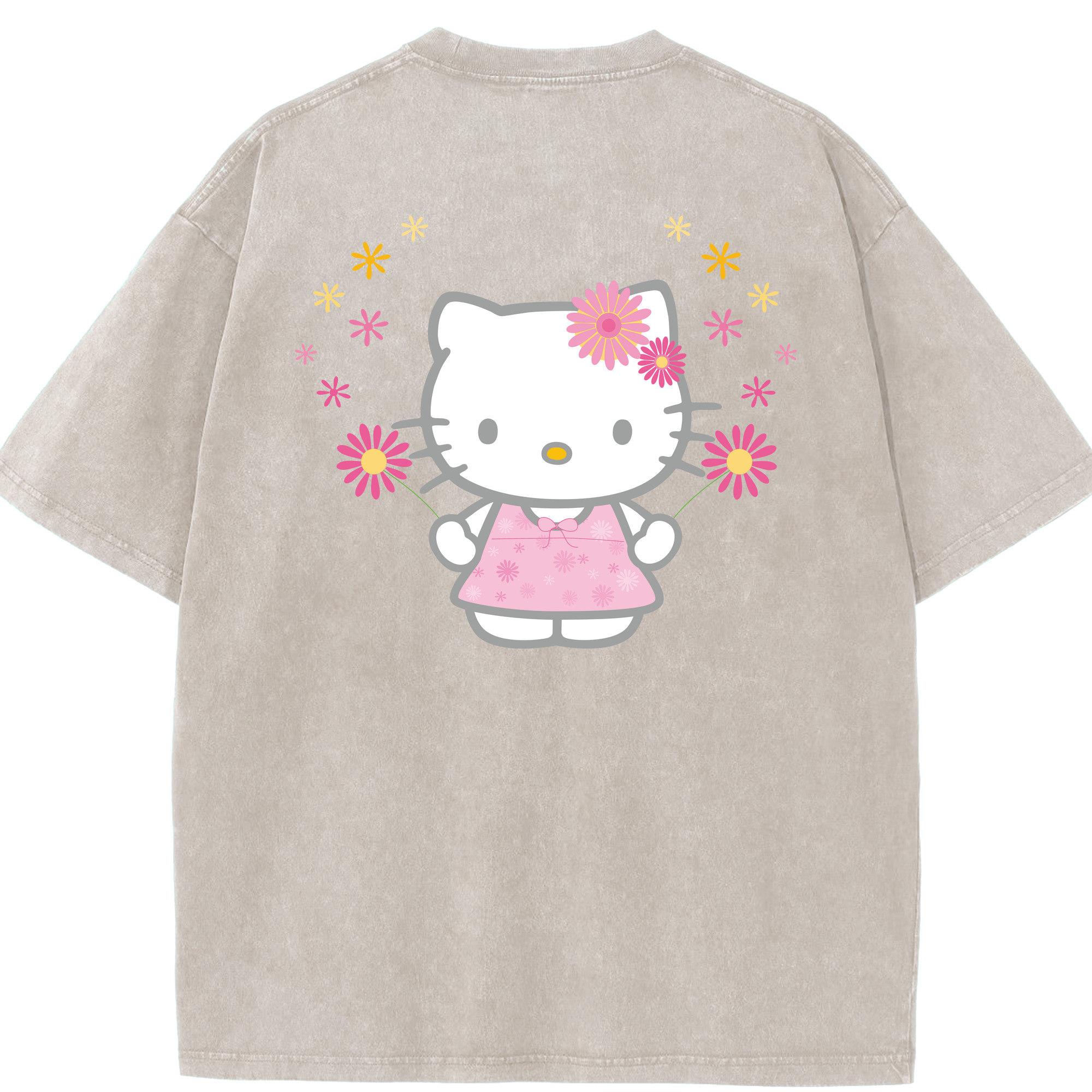 （画像用） Hello Kitty ハローキティ 綿100% ヴィンテージ風 半袖Tシャツ（背面プリント）