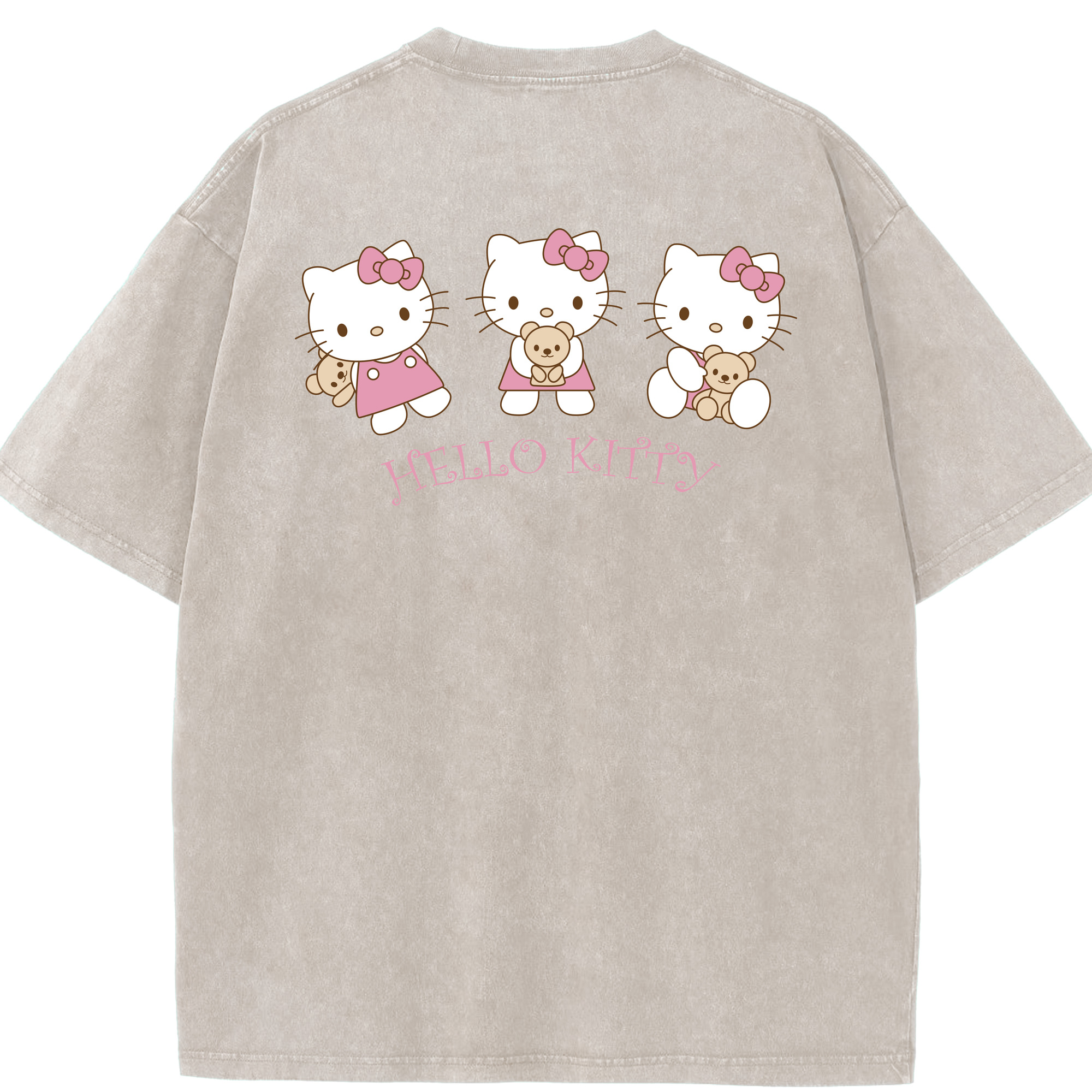 （画像用） Hello Kitty ハローキティ 綿100% ヴィンテージ風 半袖Tシャツ（背面プリント）