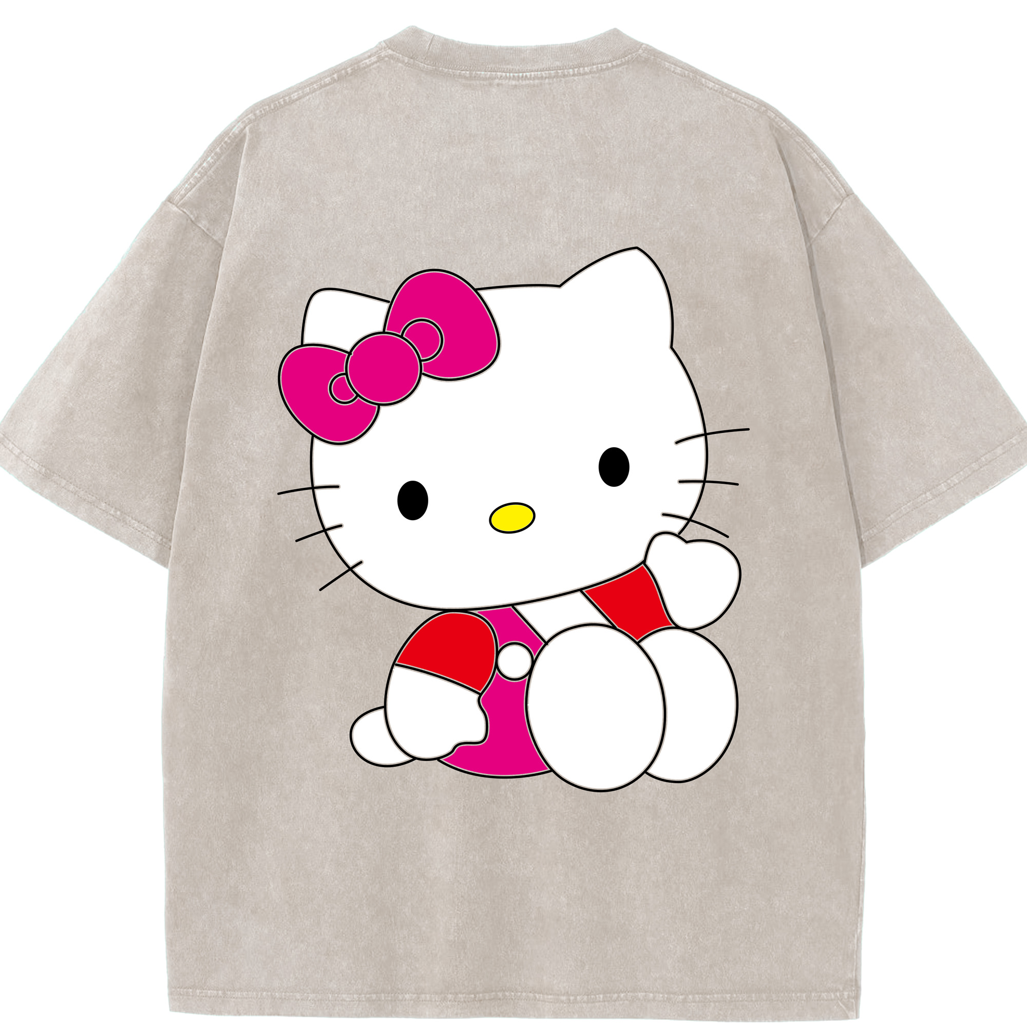 （画像用） Hello Kitty ハローキティ 綿100% ヴィンテージ風 半袖Tシャツ（背面プリント）