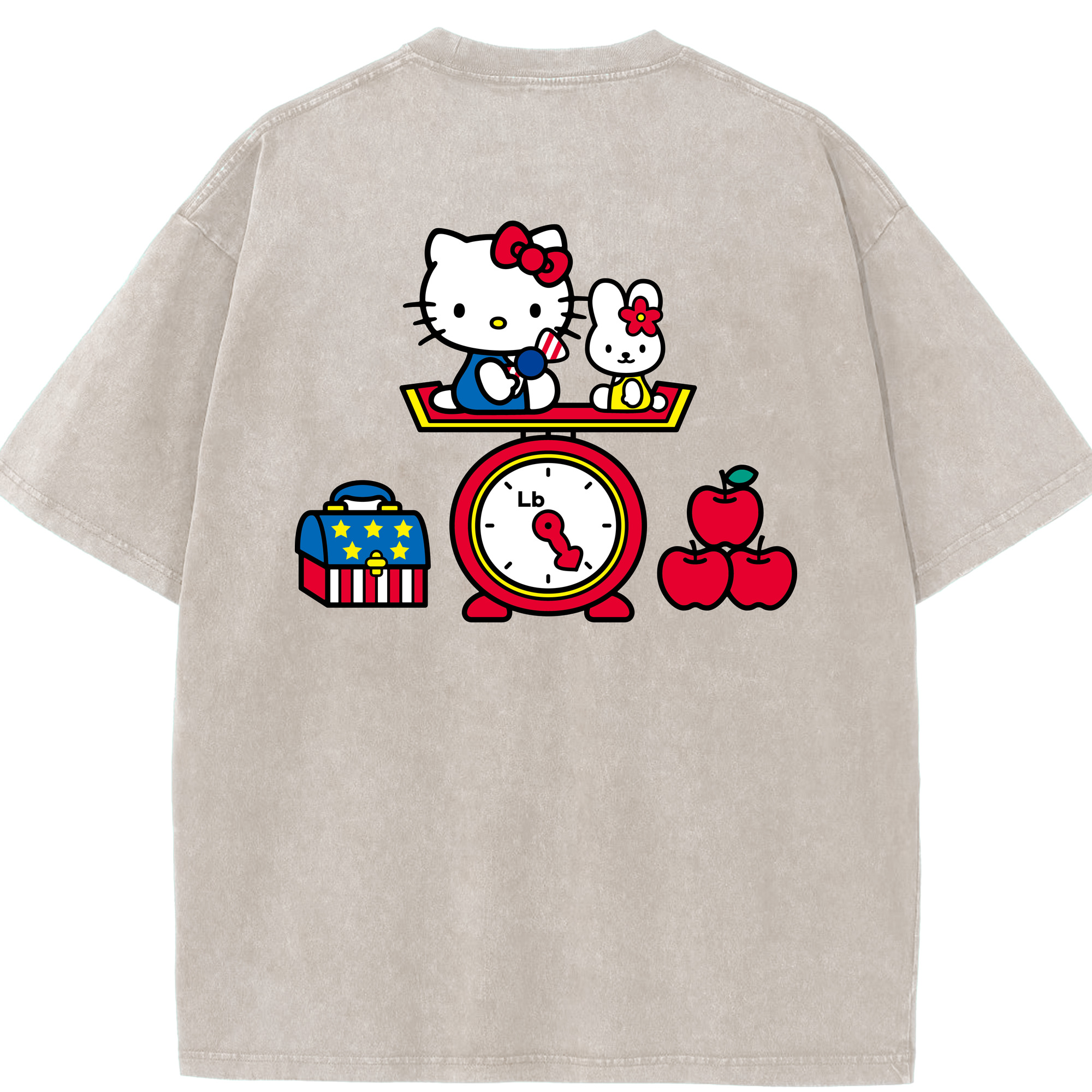 （画像用） Hello Kitty ハローキティ 綿100% ヴィンテージ風 半袖Tシャツ（背面プリント）