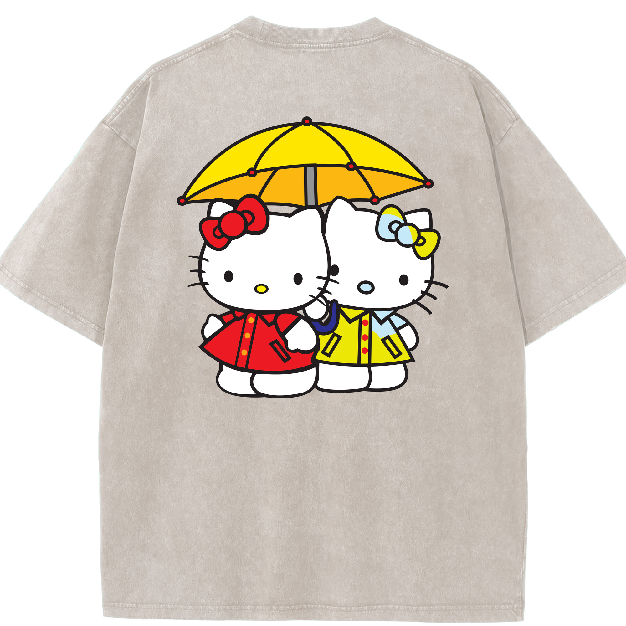 （画像用） Hello Kitty ハローキティ 綿100% ヴィンテージ風 半袖Tシャツ（背面プリント）