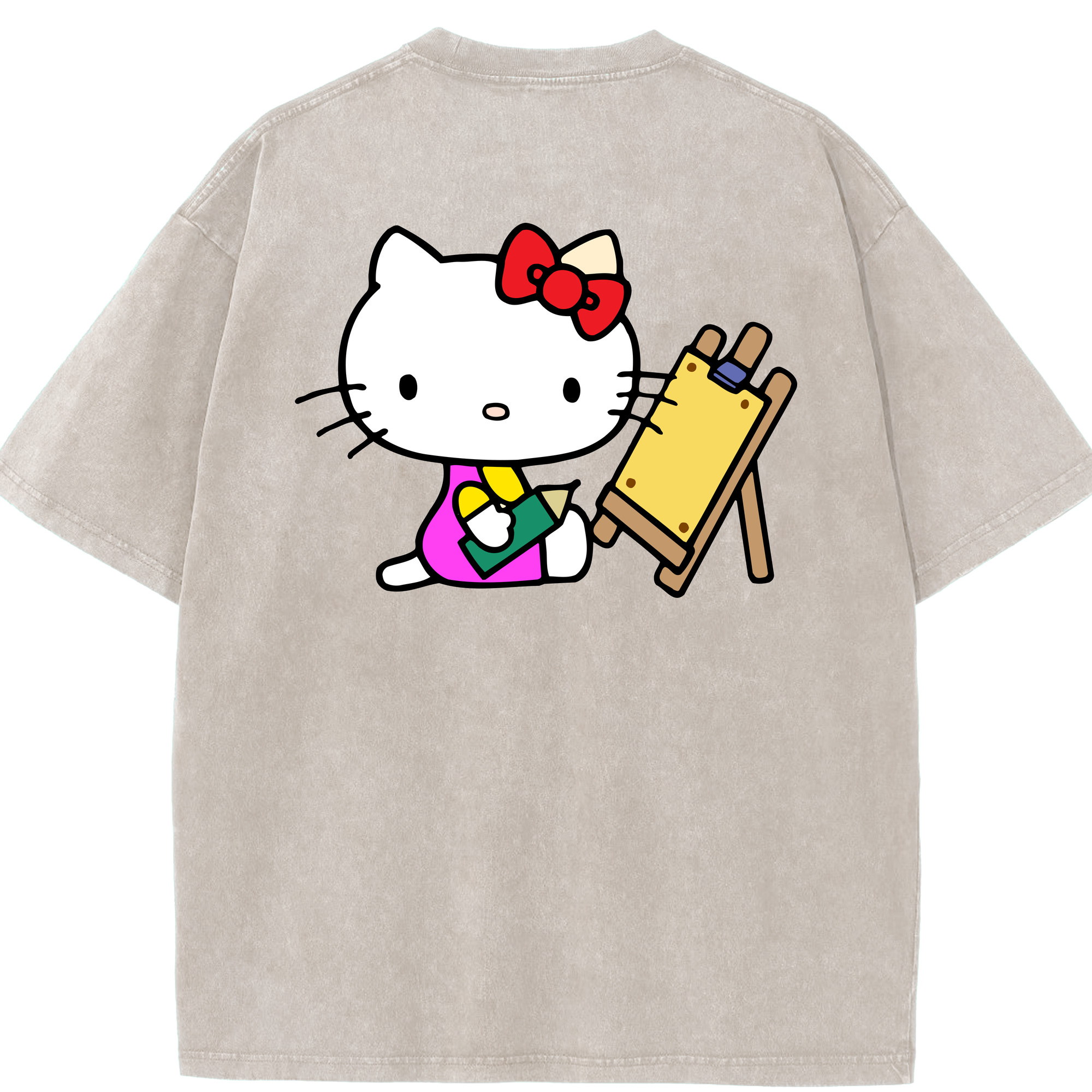 （画像用） Hello Kitty ハローキティ 綿100% ヴィンテージ風 半袖Tシャツ（背面プリント）