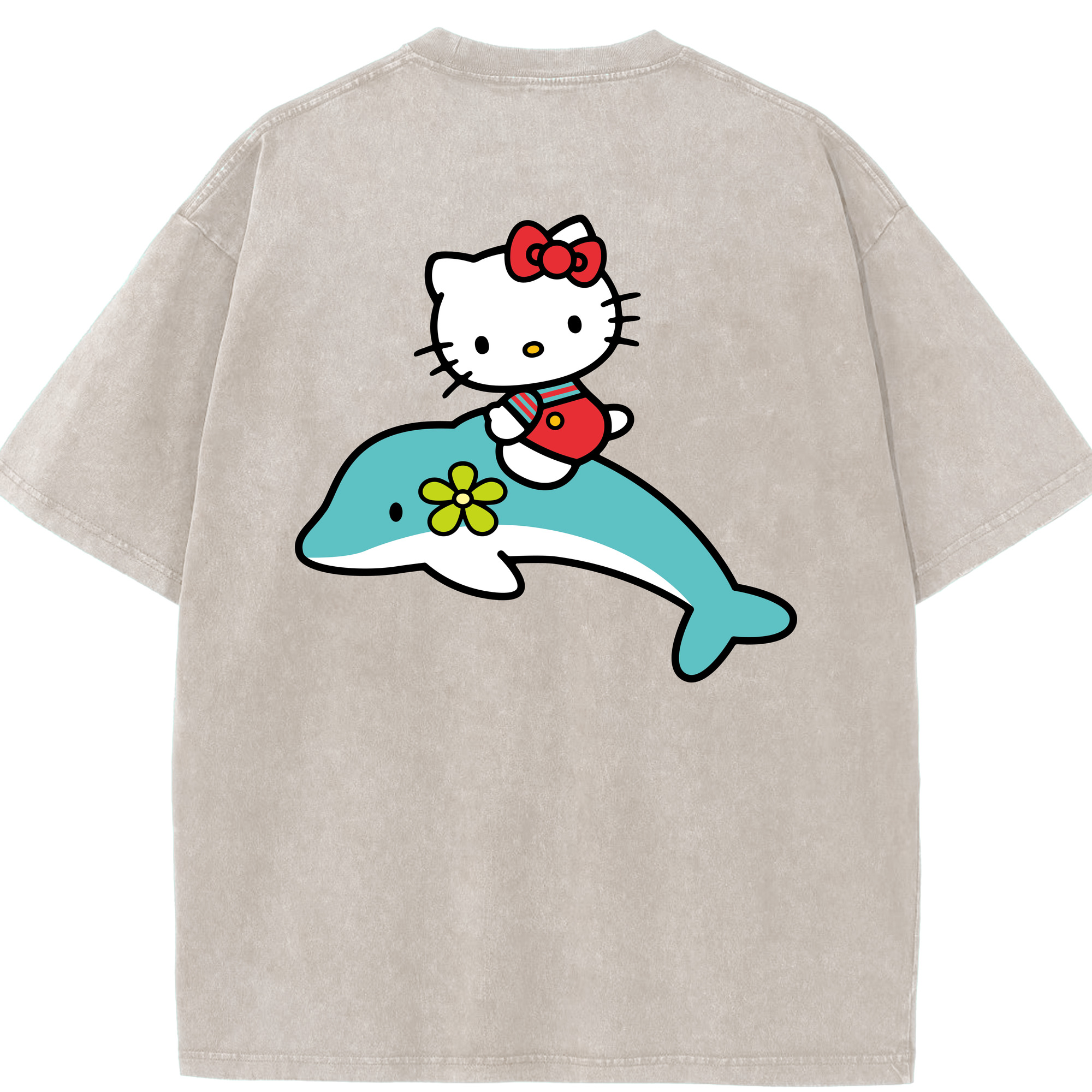 （画像用） Hello Kitty ハローキティ 綿100% ヴィンテージ風 半袖Tシャツ（背面プリント）
