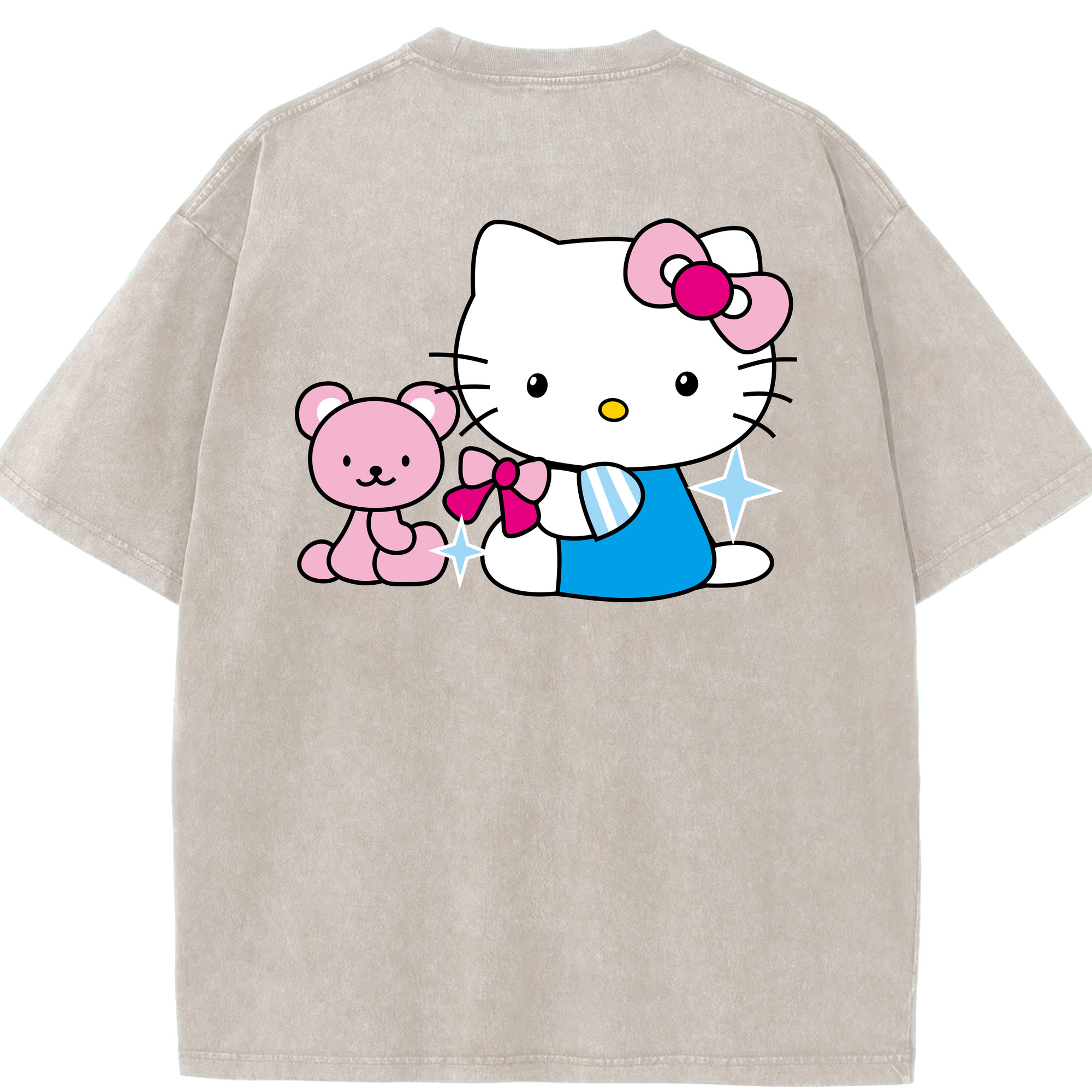 （画像用） Hello Kitty ハローキティ 綿100% ヴィンテージ風 半袖Tシャツ（背面プリント）