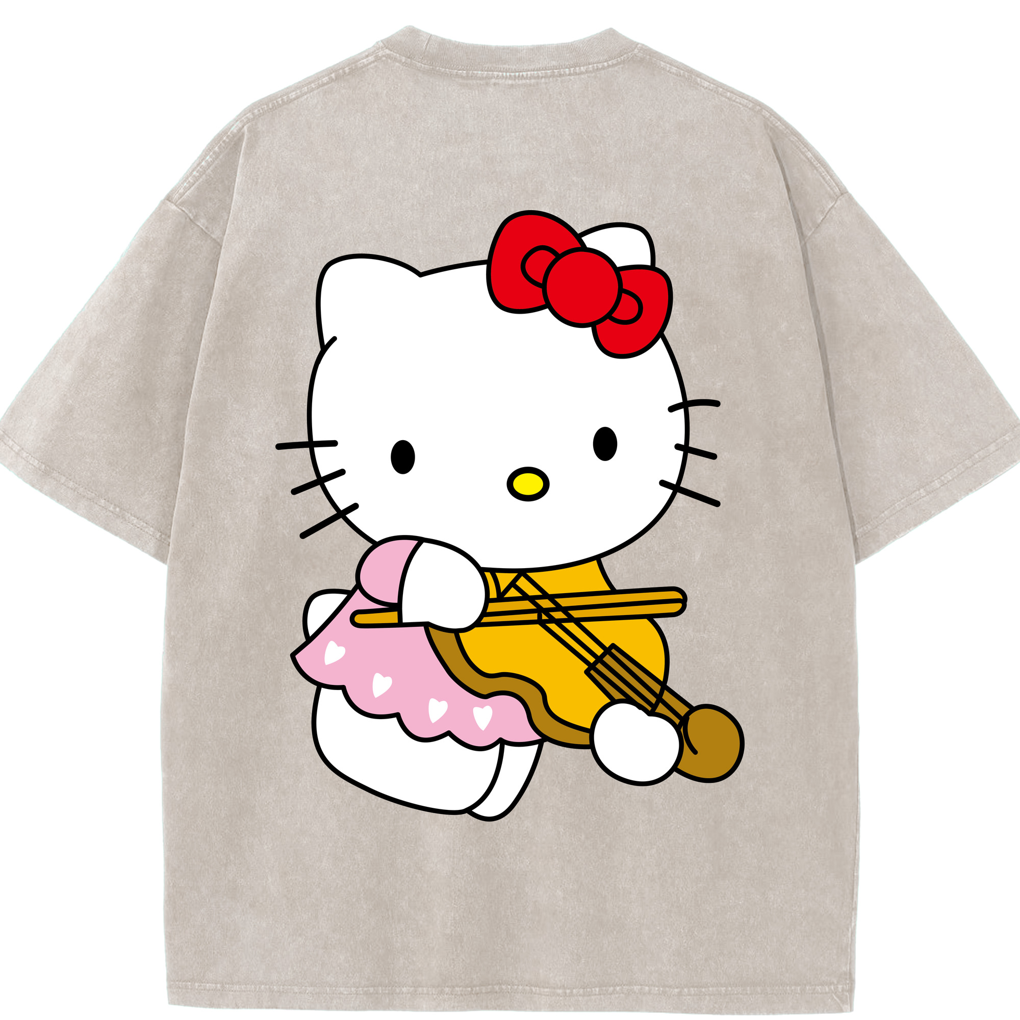 （画像用） Hello Kitty ハローキティ 綿100% ヴィンテージ風 半袖Tシャツ（背面プリント）