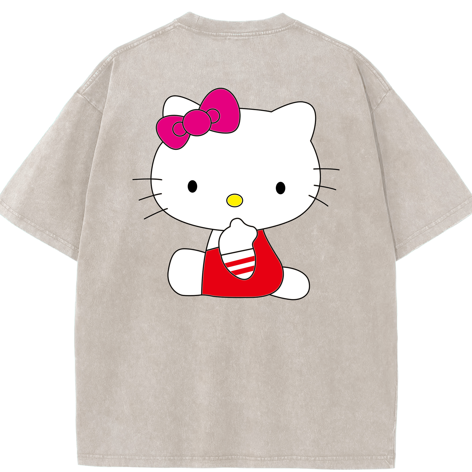 （画像用） Hello Kitty ハローキティ 綿100% ヴィンテージ風 半袖Tシャツ（背面プリント）