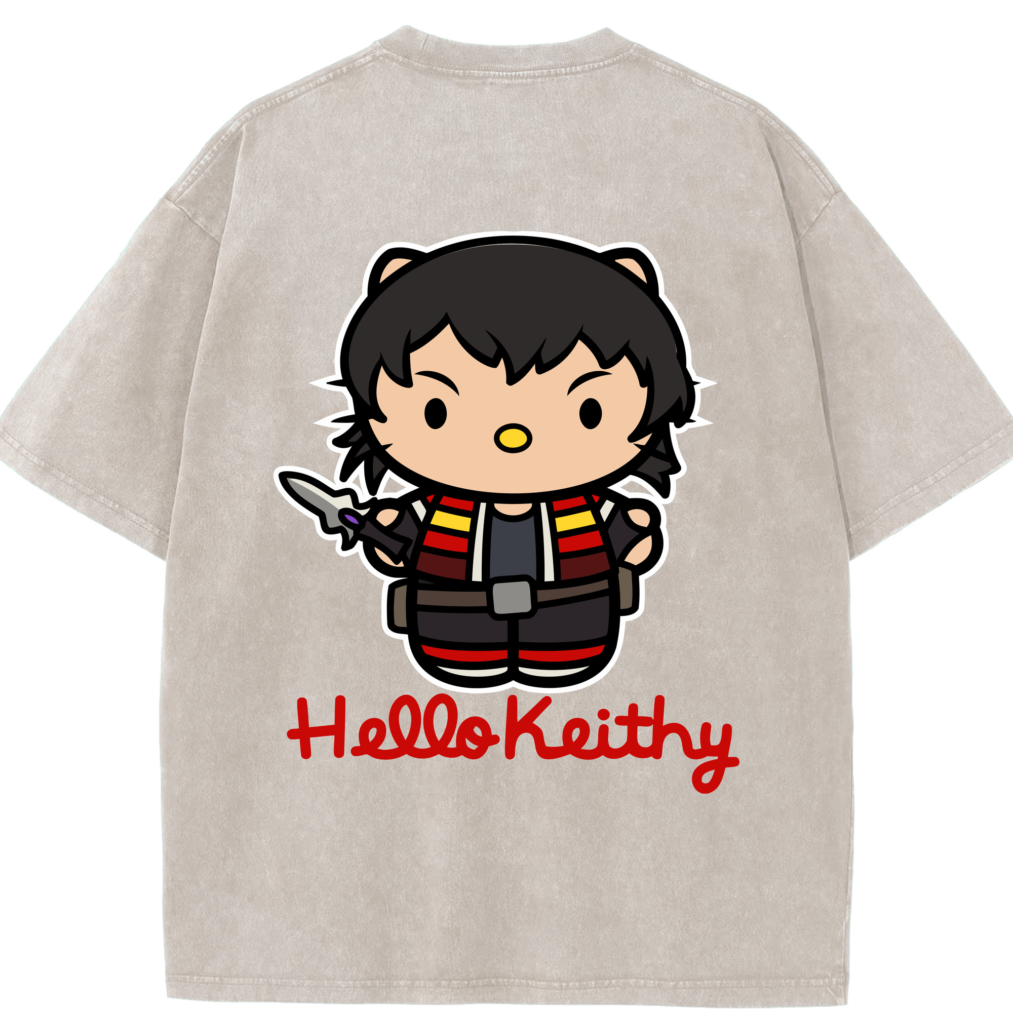（画像用） Hello Kitty ハローキティ 綿100% ヴィンテージ風 半袖Tシャツ（背面プリント）